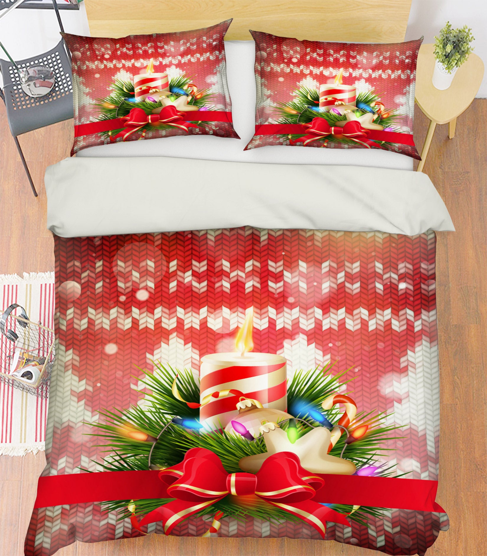 3D Tree Candle 52121 Christmas Quilt Duvet Cover Xmas Bed Pillowcases