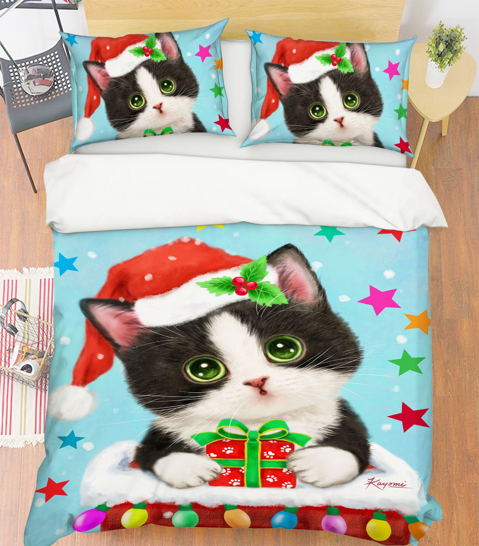 3D Christmas Cat Star 5870 Kayomi Harai Bedding Bed Pillowcases Quilt Cover Duvet Cover