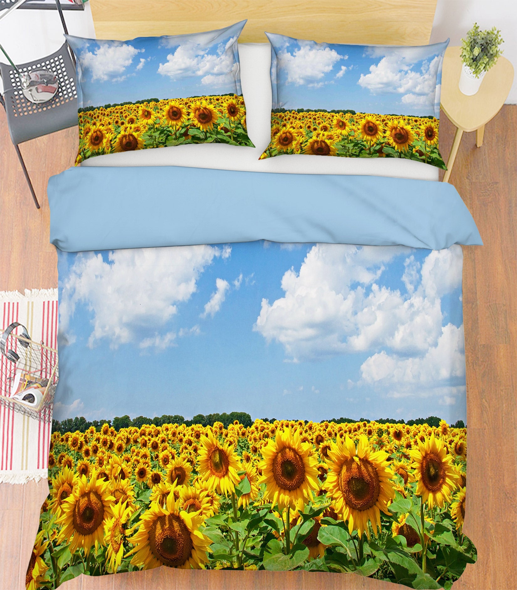 3D Sky Sunflower 67148 Bed Pillowcases Quilt