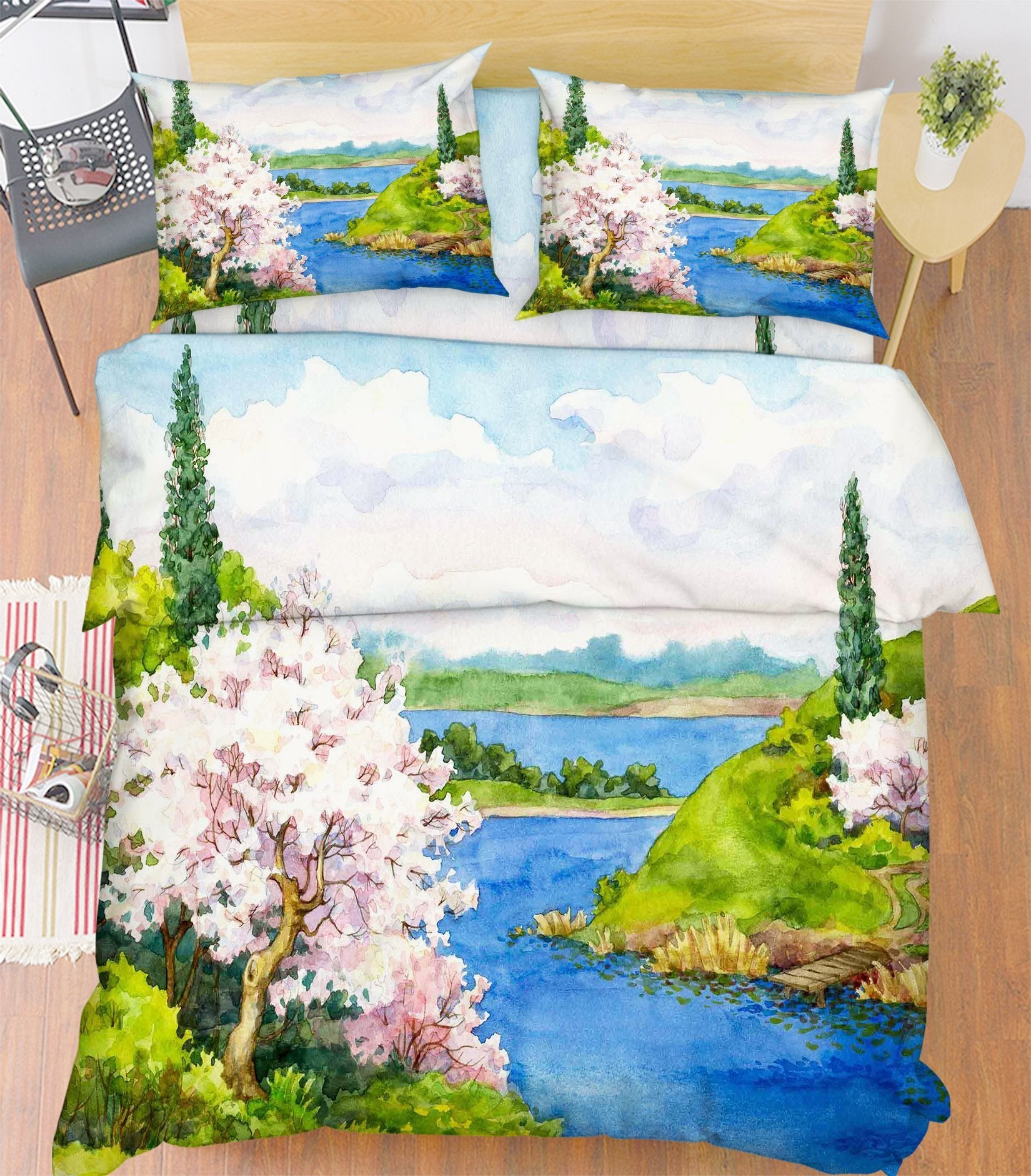 3D Watercolor Scenery 99 Bed Pillowcases Quilt Wallpaper AJ Wallpaper 