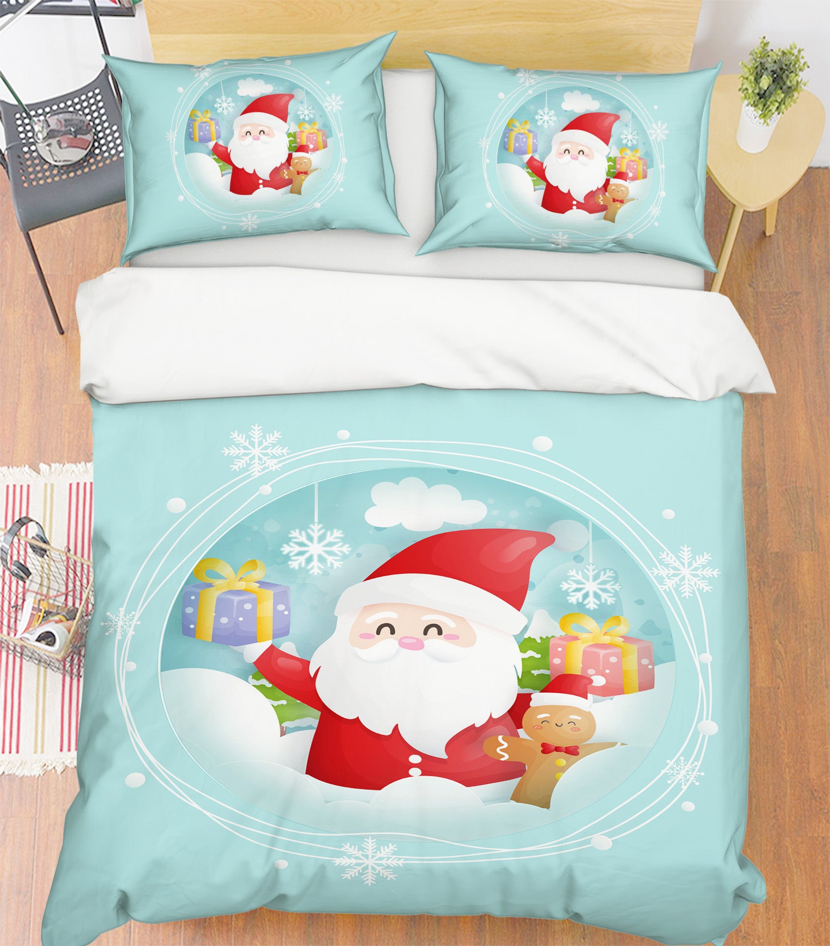 3D Santa Claus 64004 Bed Pillowcases Quilt