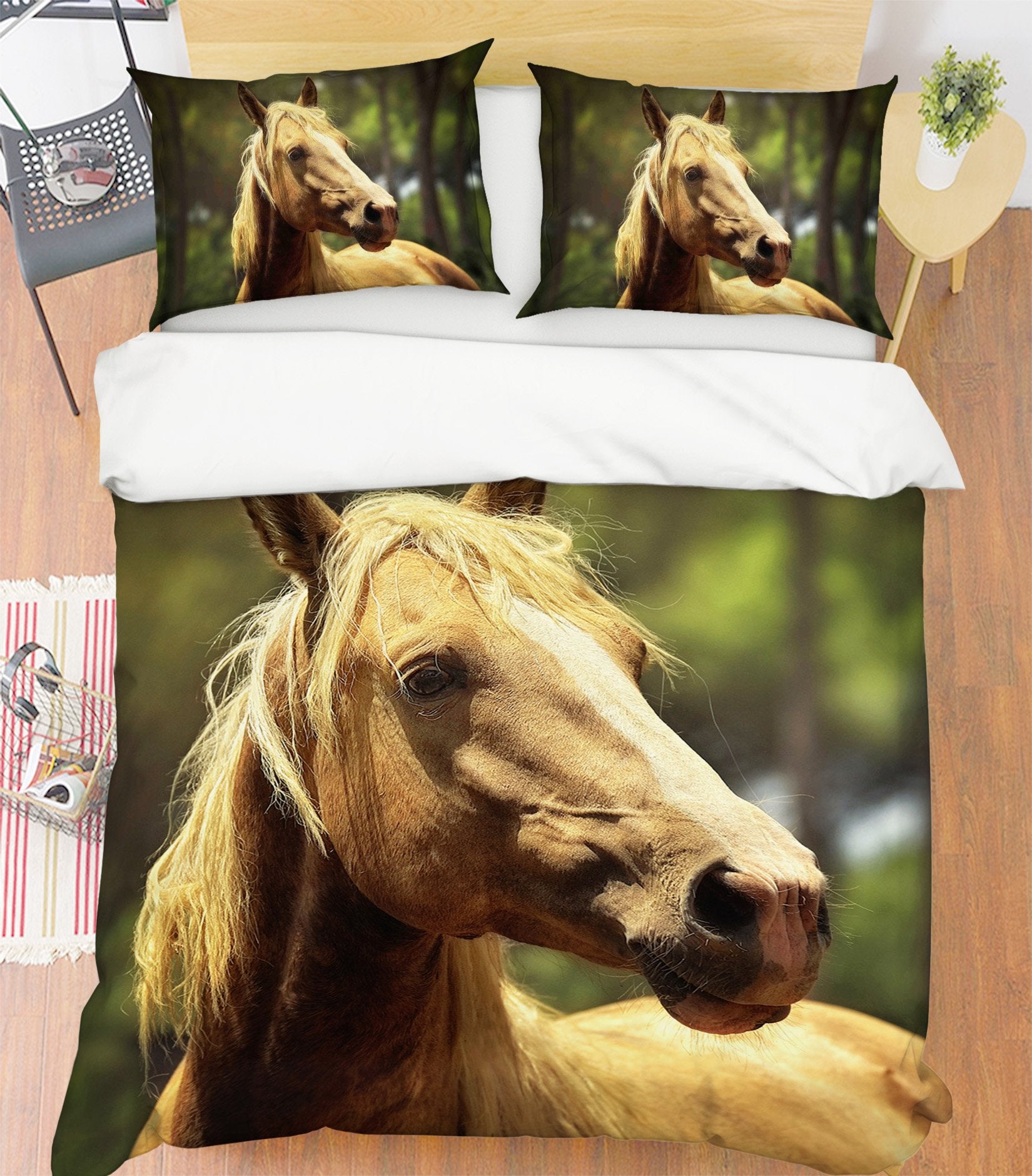 3D Horse Lying 1959 Bed Pillowcases Quilt Quiet Covers AJ Creativity Home 