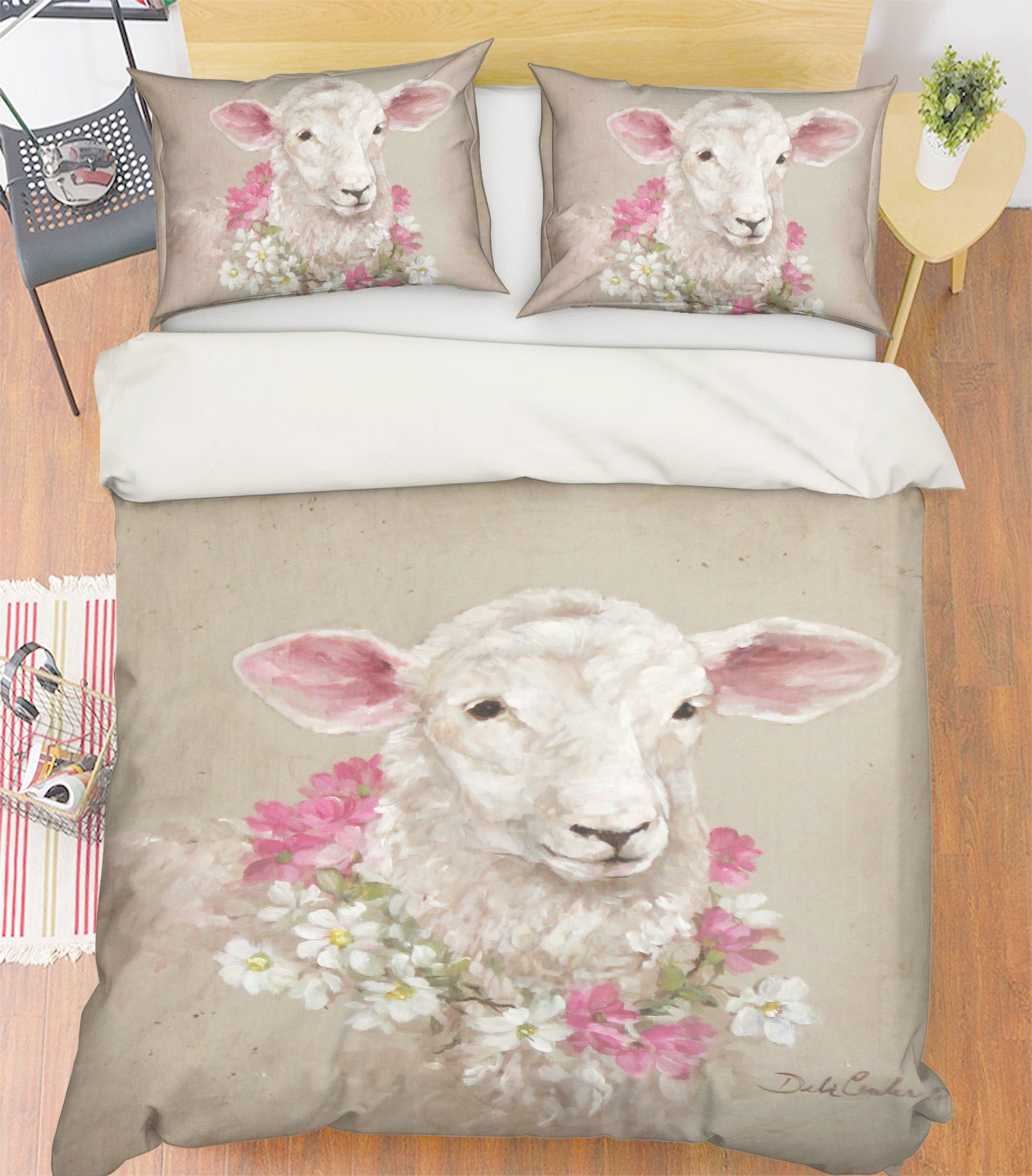 3D Wreathed Sheep 2142 Debi Coules Bedding Bed Pillowcases Quilt