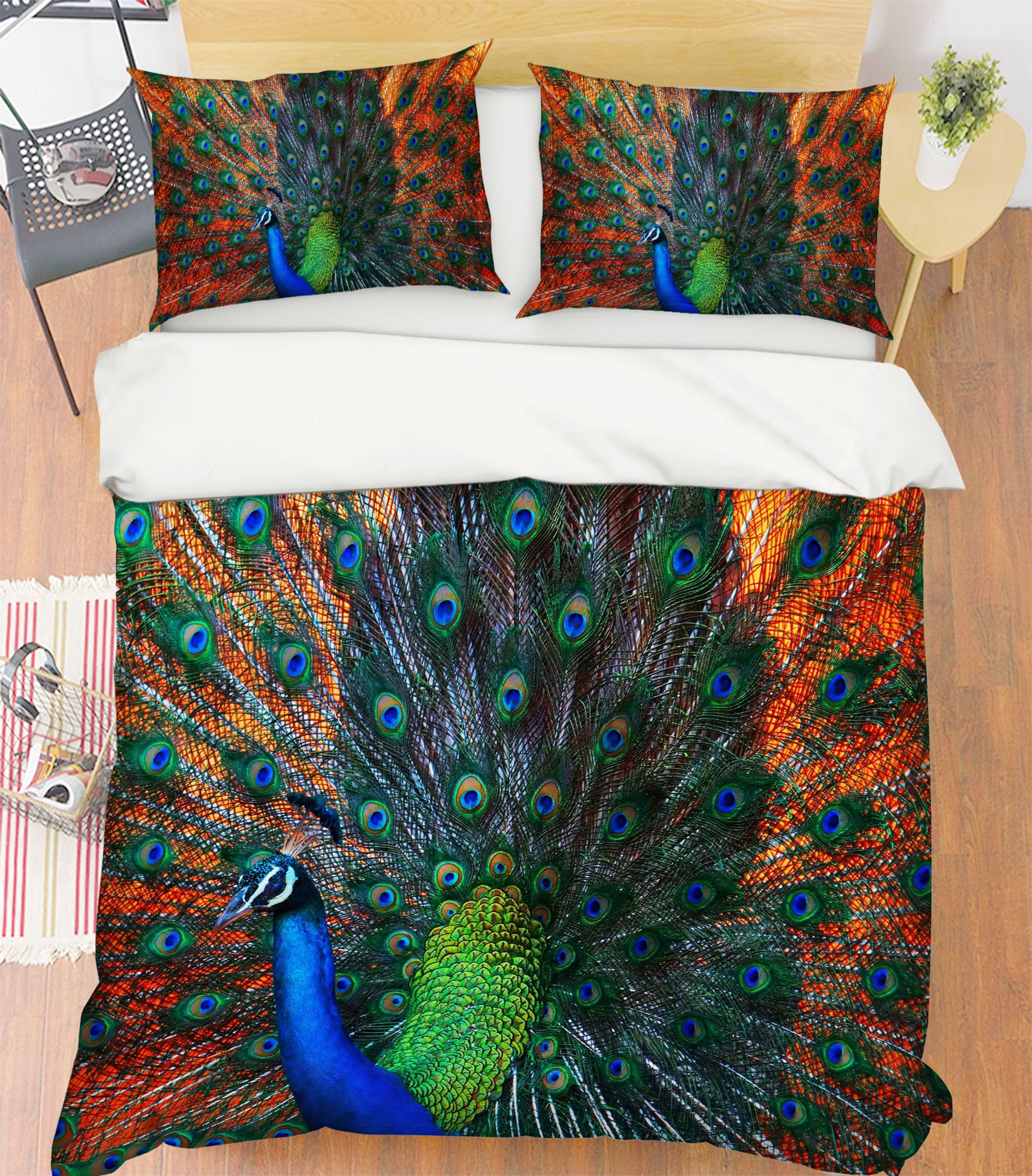 3D Peacock Opening 099 Bed Pillowcases Quilt