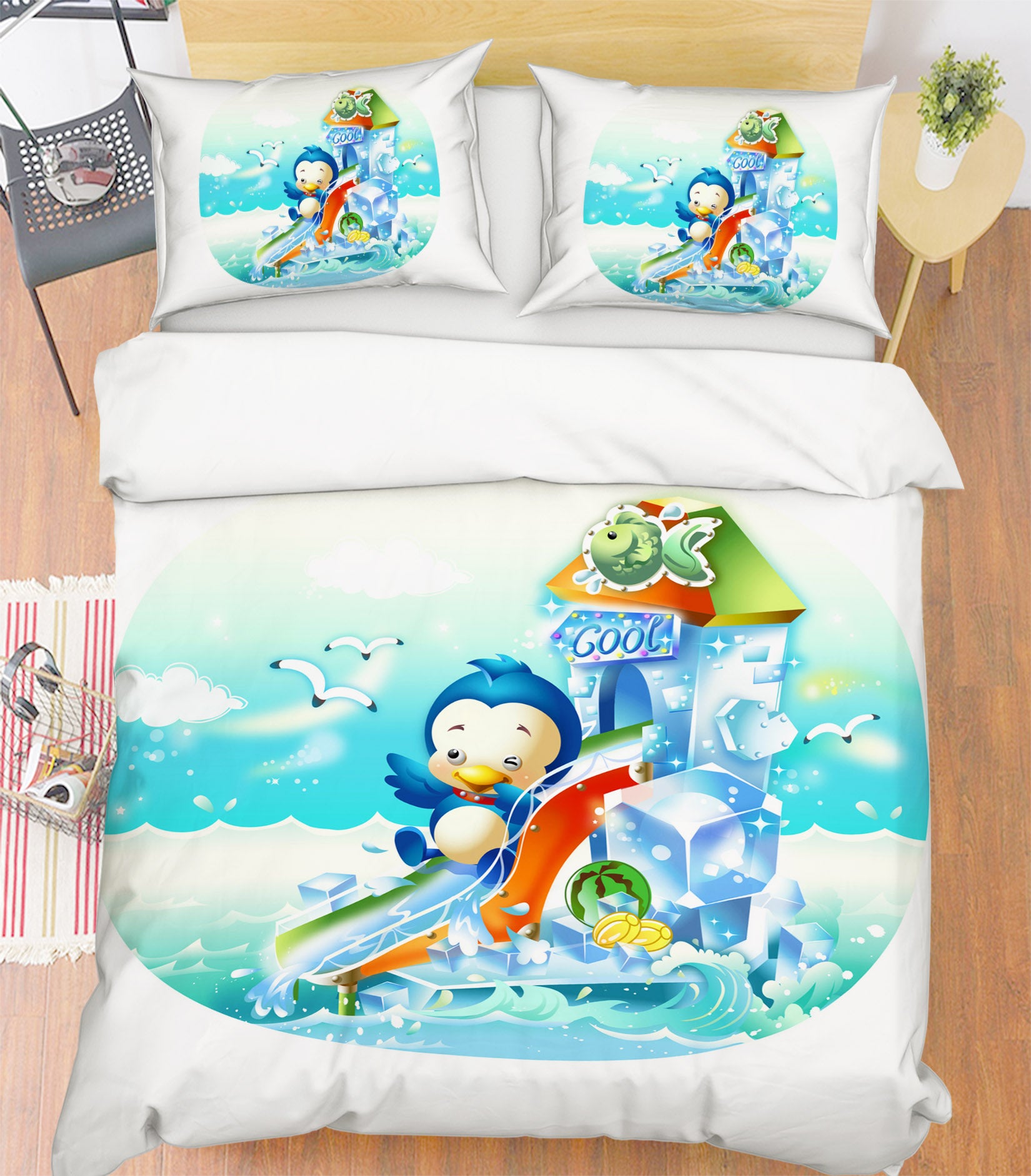 3D Penguin Slide 67019 Bed Pillowcases Quilt