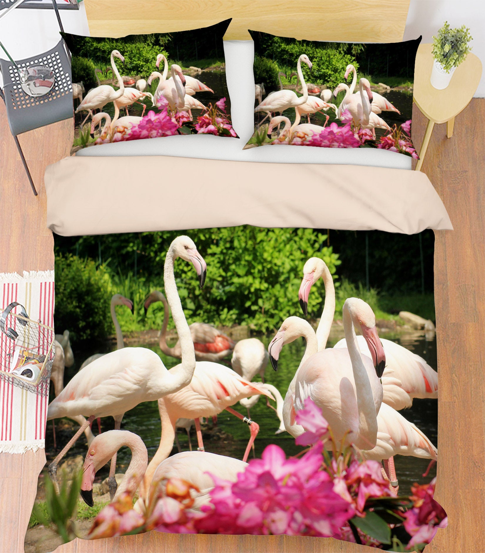 3D Flower Flamingo 054 Bed Pillowcases Quilt