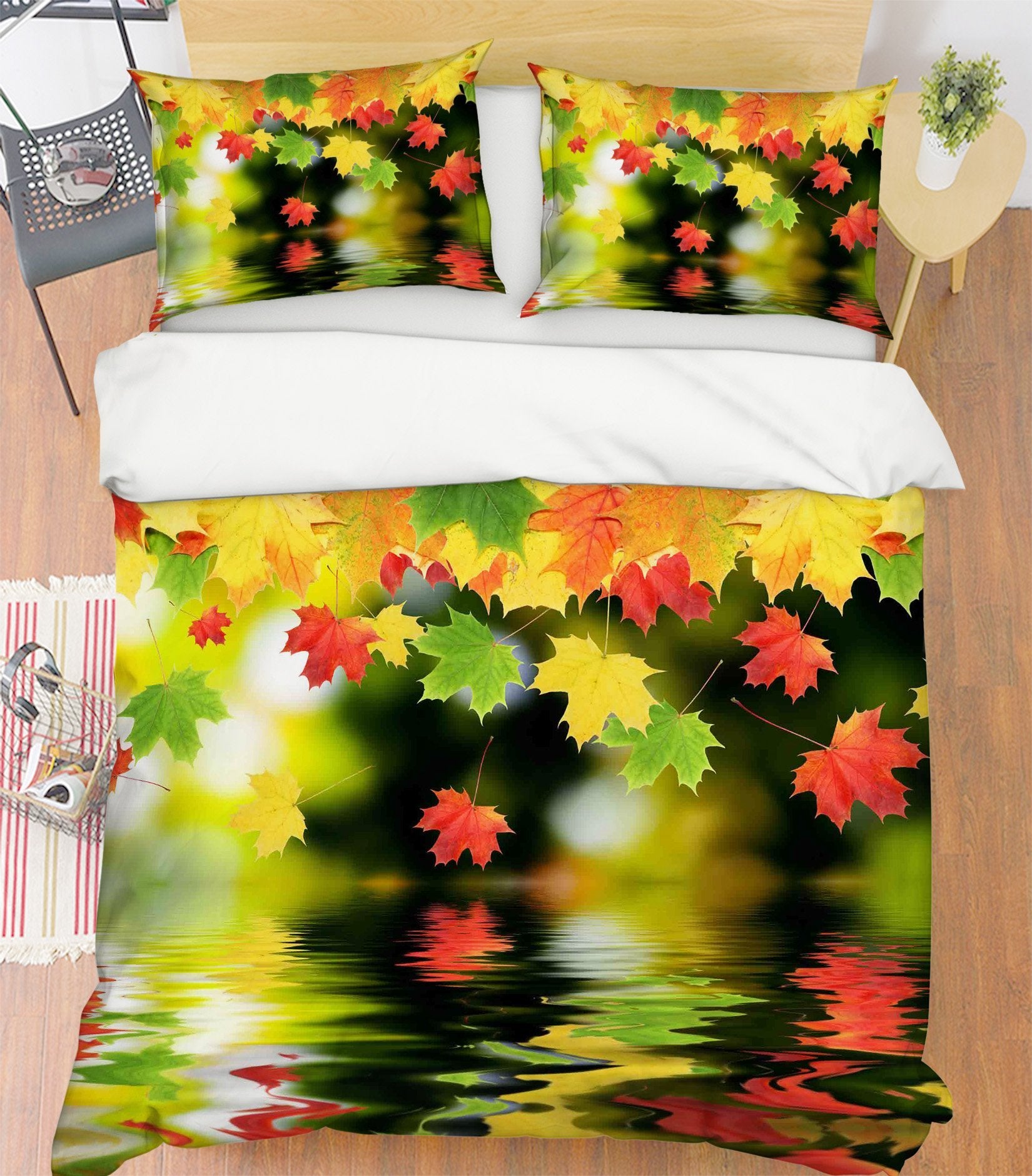 3D Maple Leaf 072 Bed Pillowcases Quilt Wallpaper AJ Wallpaper 