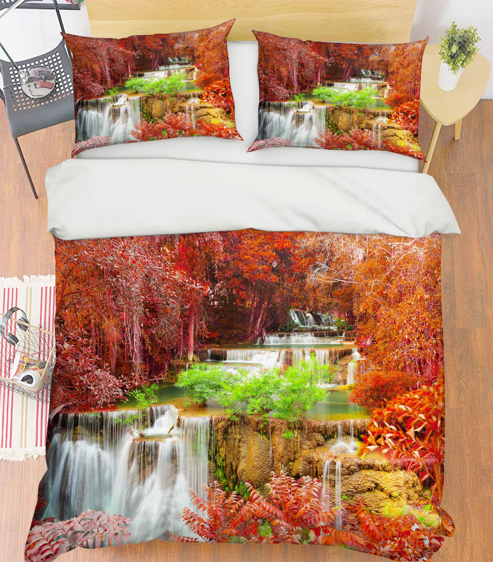 3D Mountain Waterfall 67104 Bed Pillowcases Quilt