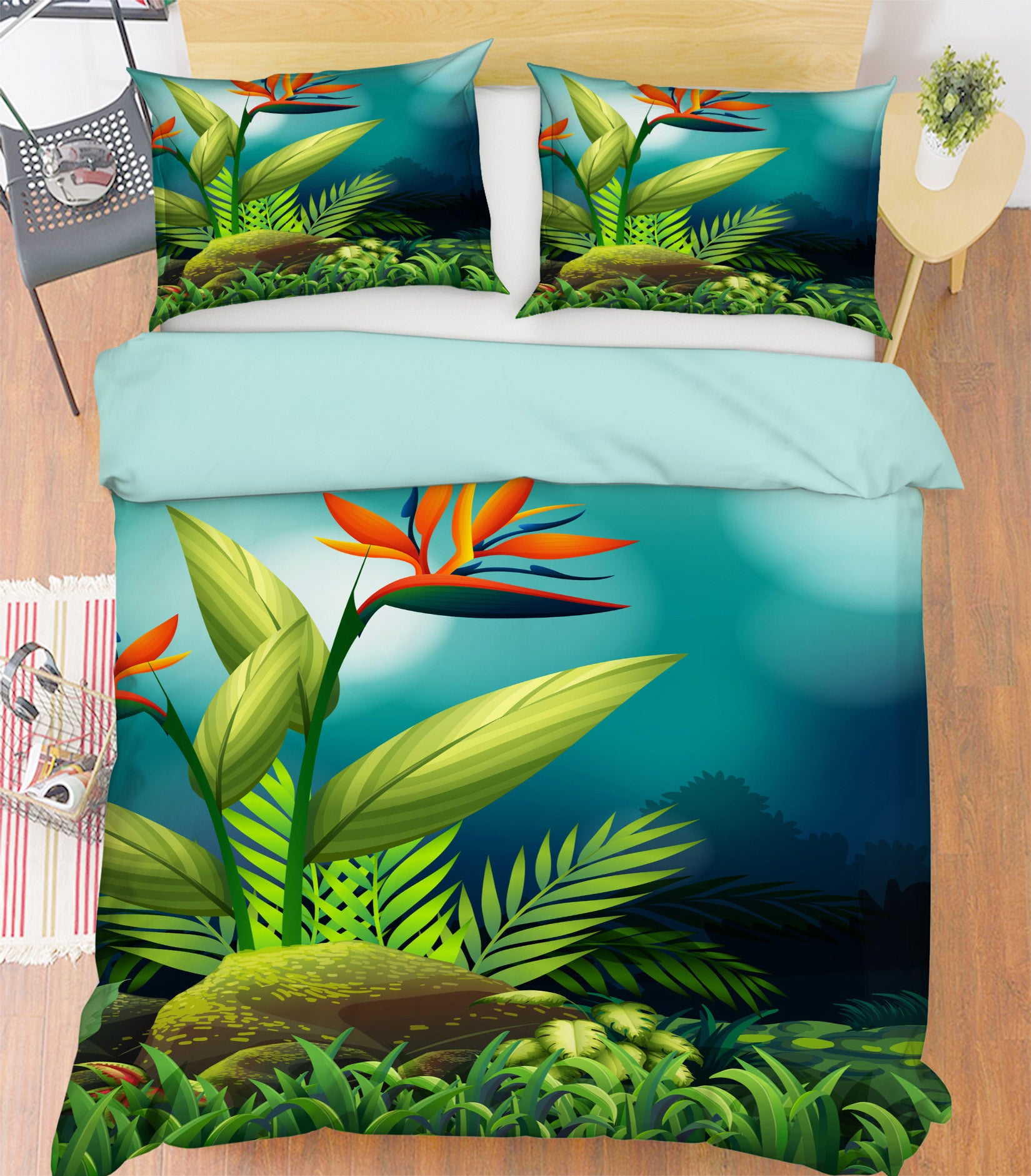 3D Flower Grass 67156 Bed Pillowcases Quilt