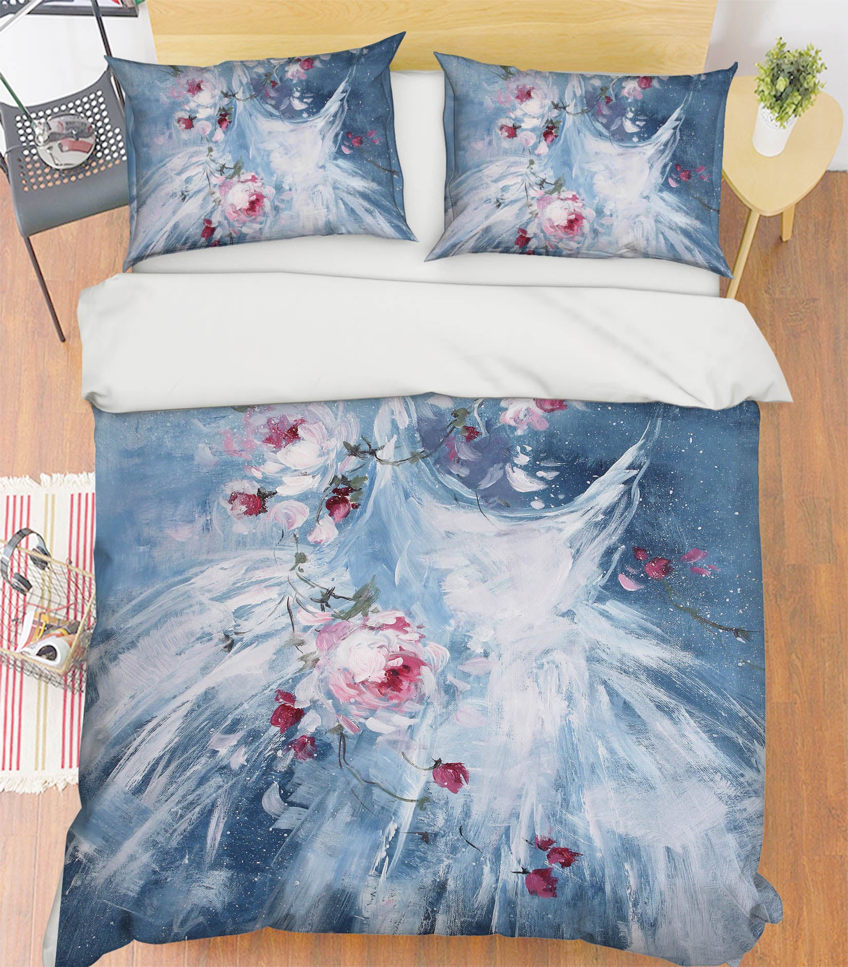 3D Blue Wedding Dress 110 Debi Coules Bedding Bed Pillowcases Quilt