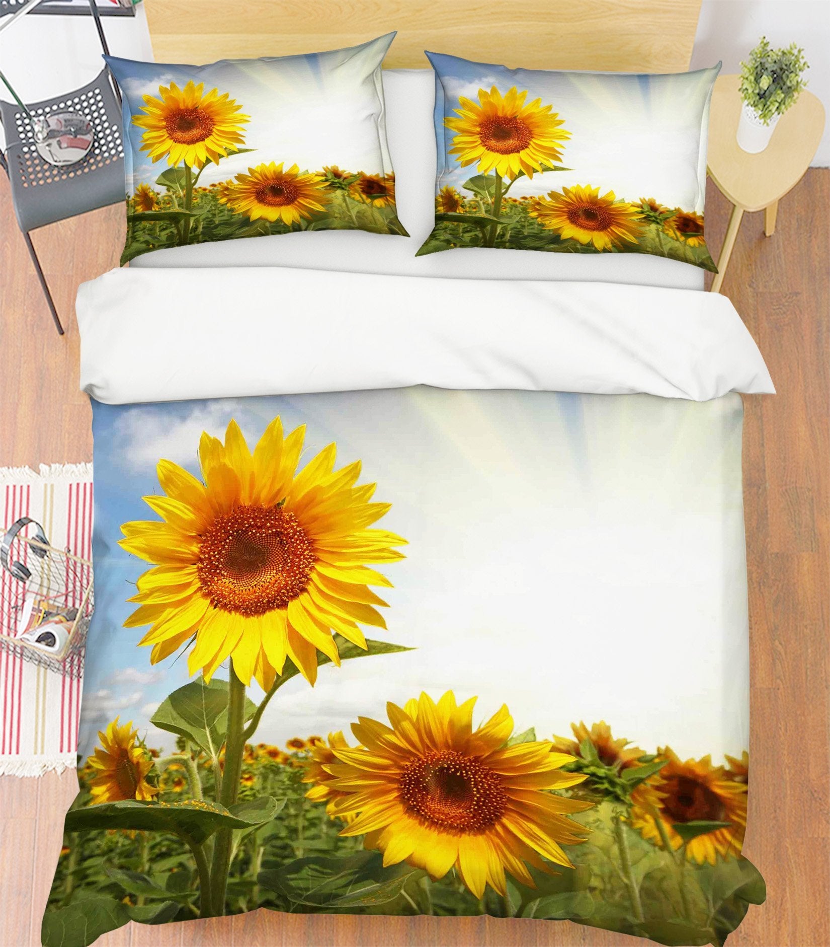 3D Sunshine Sunflower 130 Bed Pillowcases Quilt Wallpaper AJ Wallpaper 