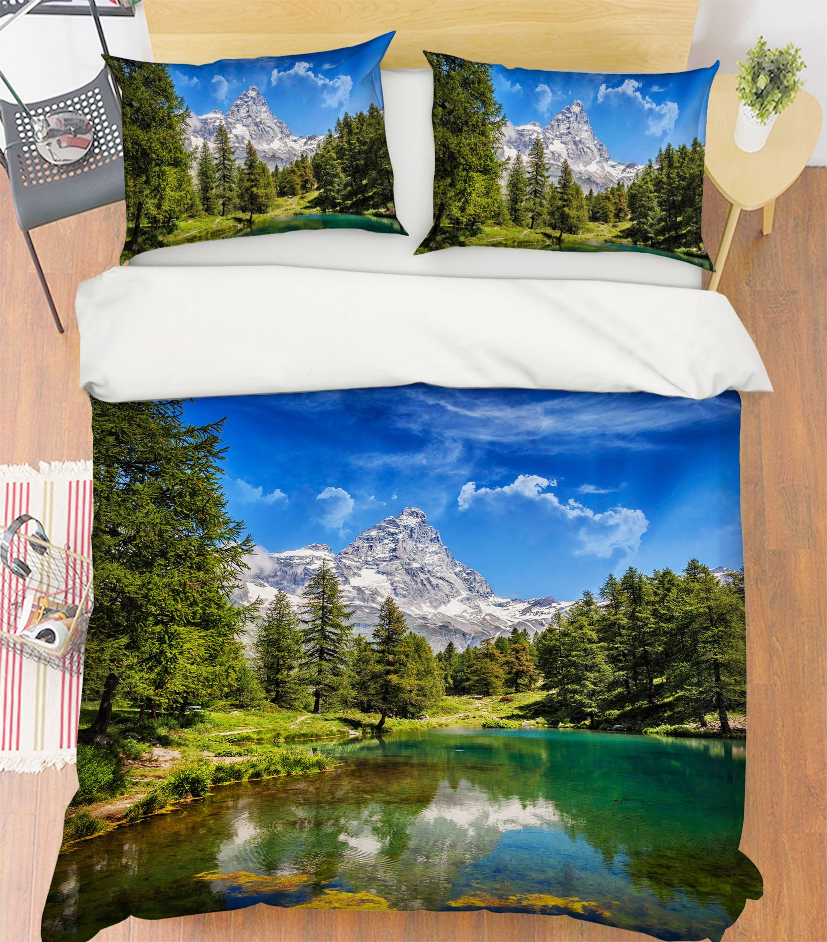 3D Blue Lake 014 Marco Carmassi Bedding Bed Pillowcases Quilt