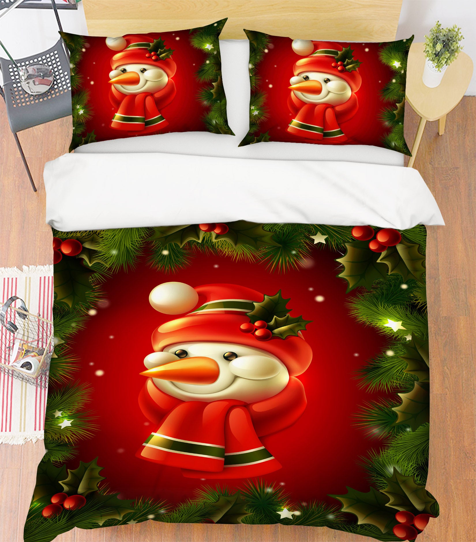 3D Snowman 52220 Christmas Quilt Duvet Cover Xmas Bed Pillowcases