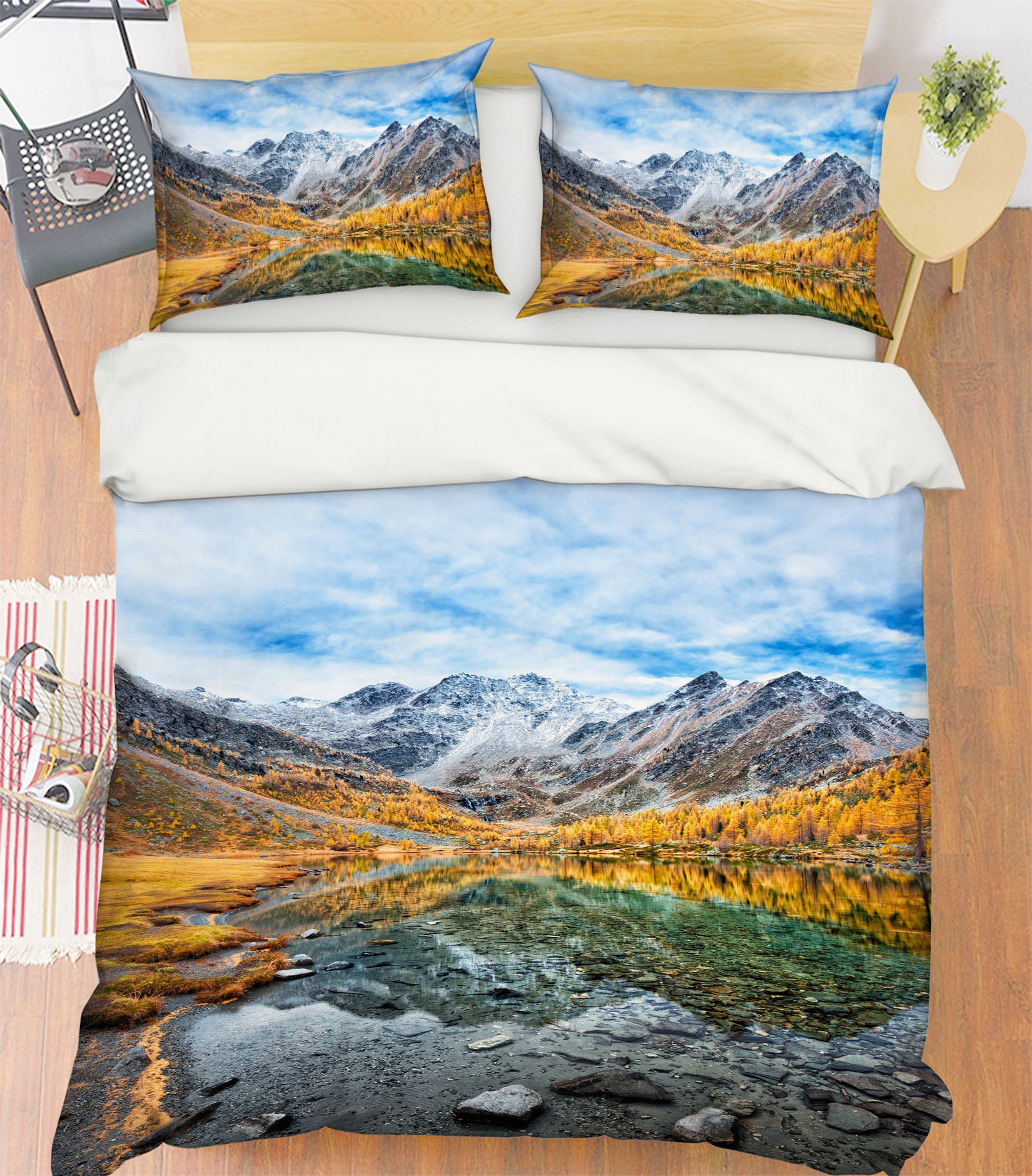 3D Arpy Lake Panorama 007 Marco Carmassi Bedding Bed Pillowcases Quilt