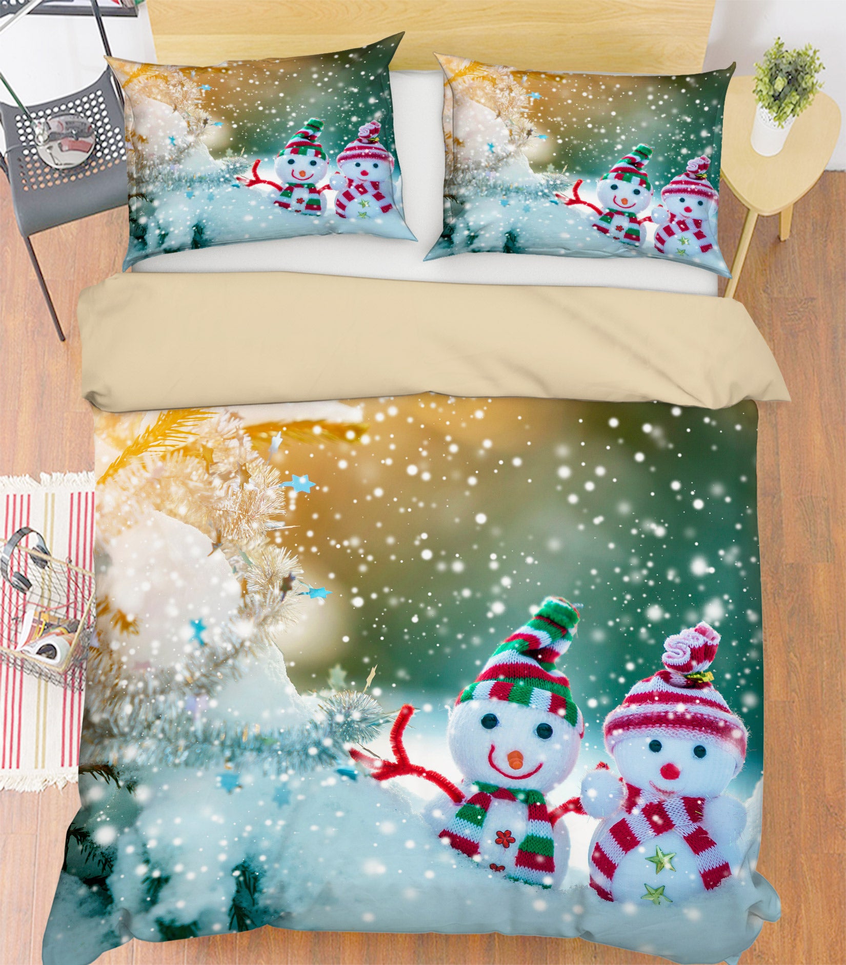 3D Snowman Doll 52180 Christmas Quilt Duvet Cover Xmas Bed Pillowcases