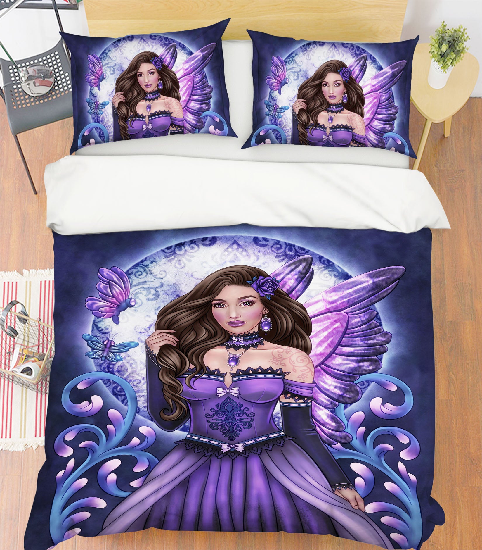 3D Purple Butterfly Woman 8840 Brigid Ashwood Bedding Bed Pillowcases Quilt Cover Duvet Cover