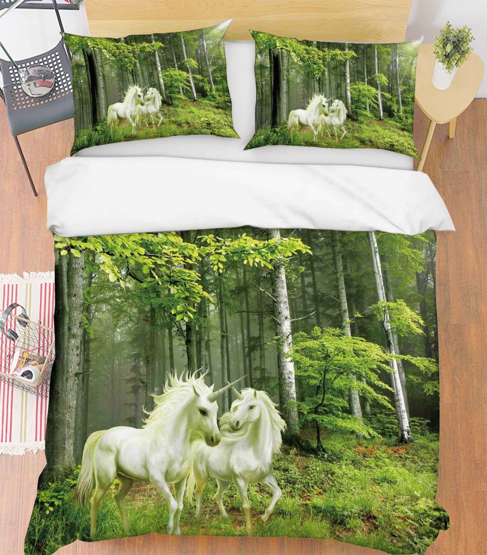 3D Unicorn Forest 070 Bed Pillowcases Quilt Wallpaper AJ Wallpaper 