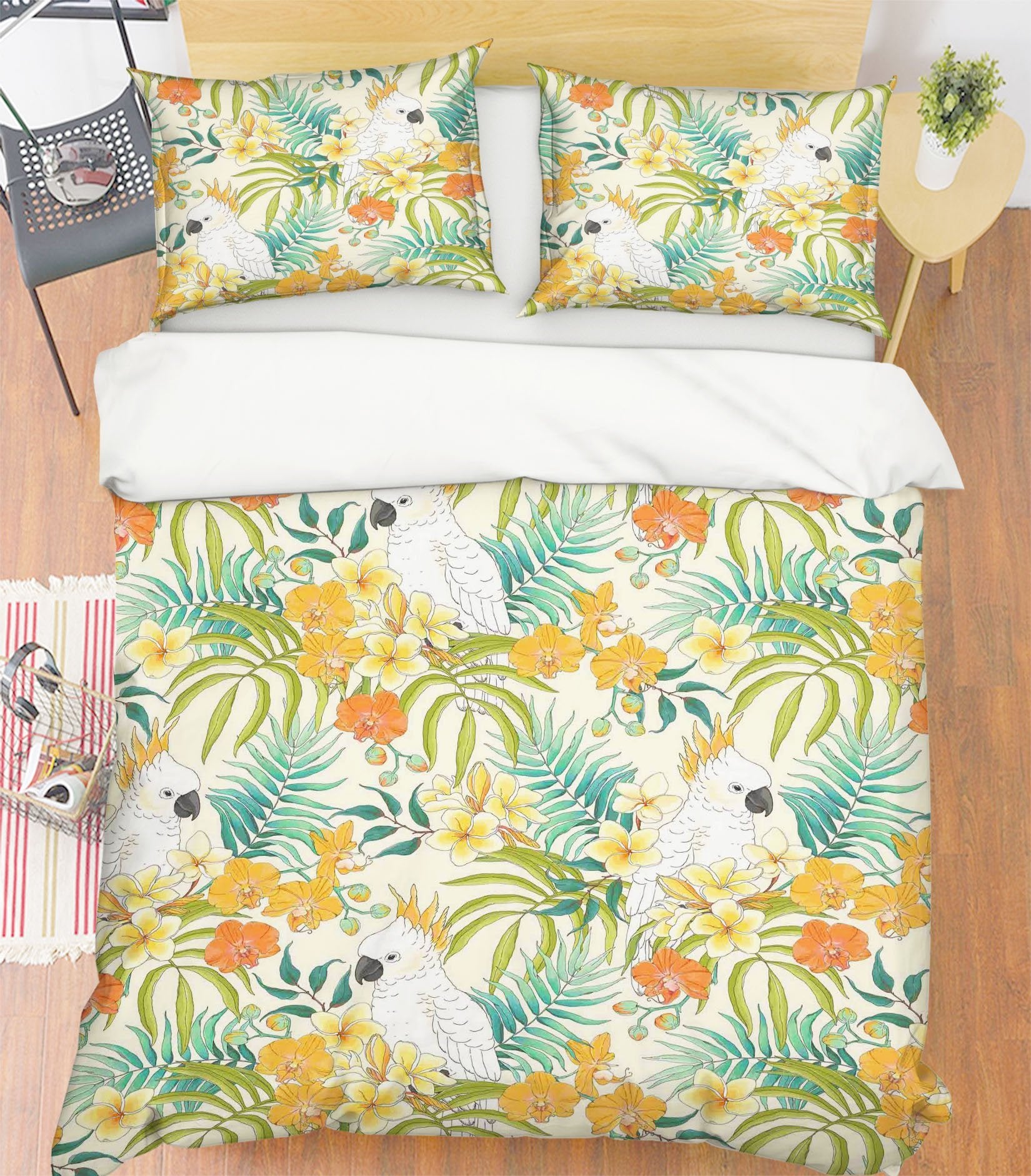 3D Flower Parrot 075 Bed Pillowcases Quilt Wallpaper AJ Wallpaper 