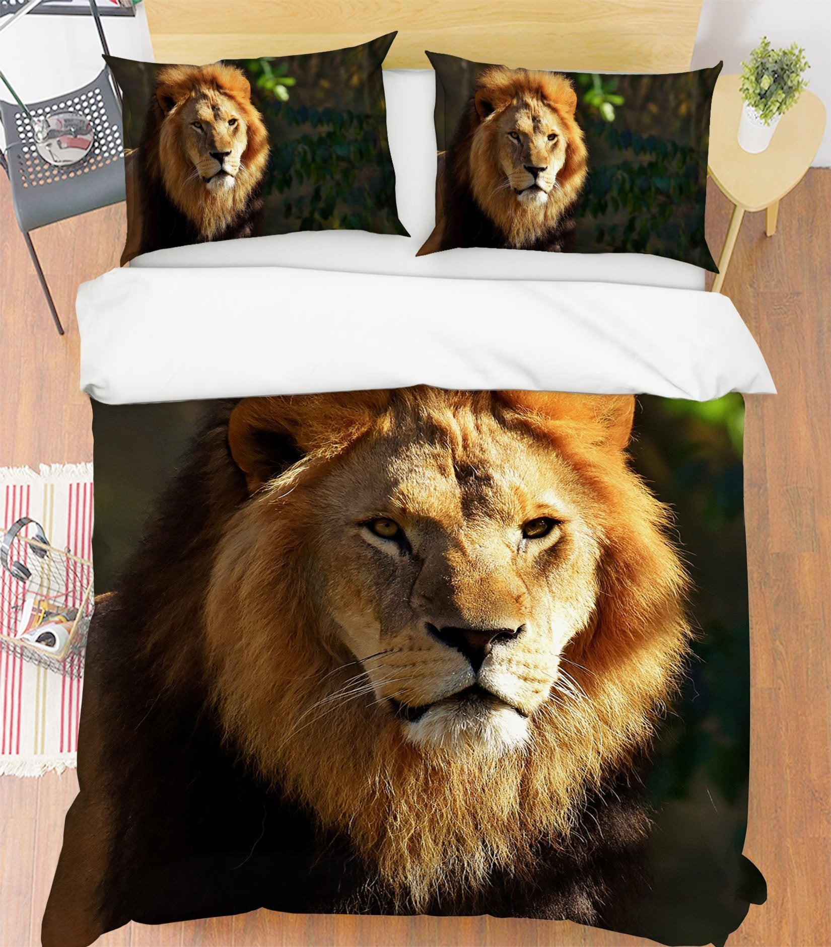 3D Lion Head 1975 Bed Pillowcases Quilt Quiet Covers AJ Creativity Home 