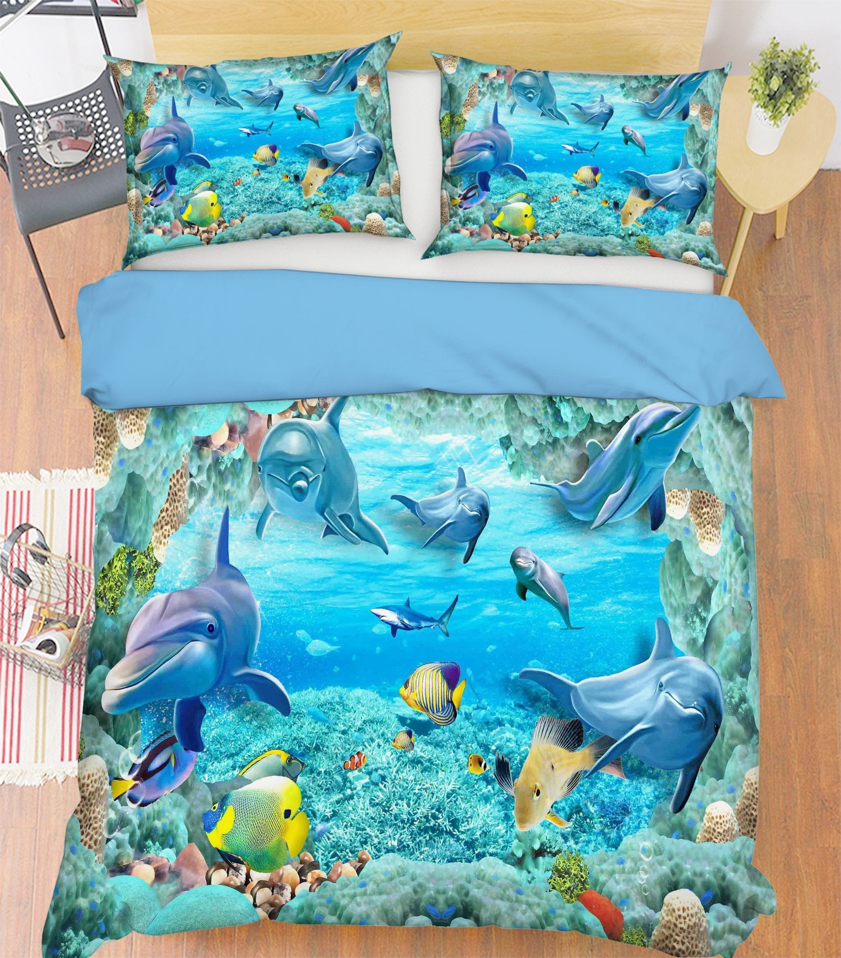 3D Shark Dolphins 103 Bed Pillowcases Quilt Wallpaper AJ Wallpaper 