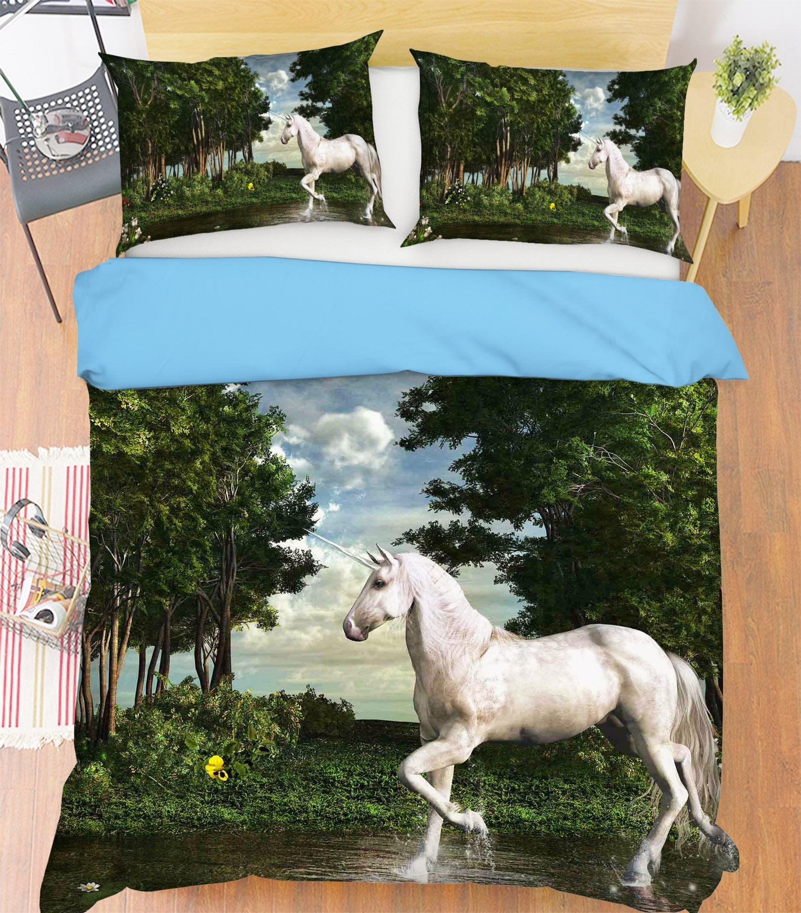 3D Treading The Woods Unicorn 016 Bed Pillowcases Quilt Wallpaper AJ Wallpaper 