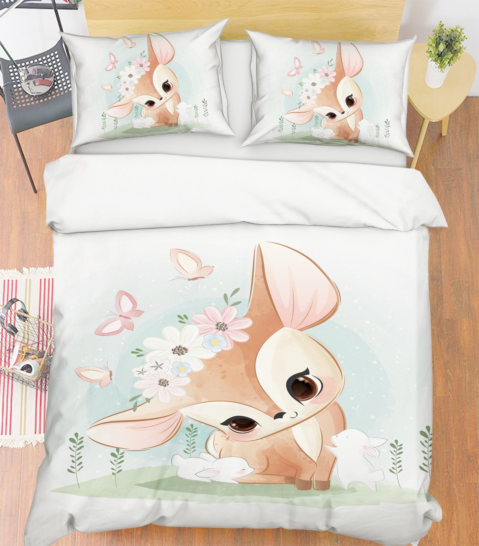 3D Flower Deer 64023 Bed Pillowcases Quilt