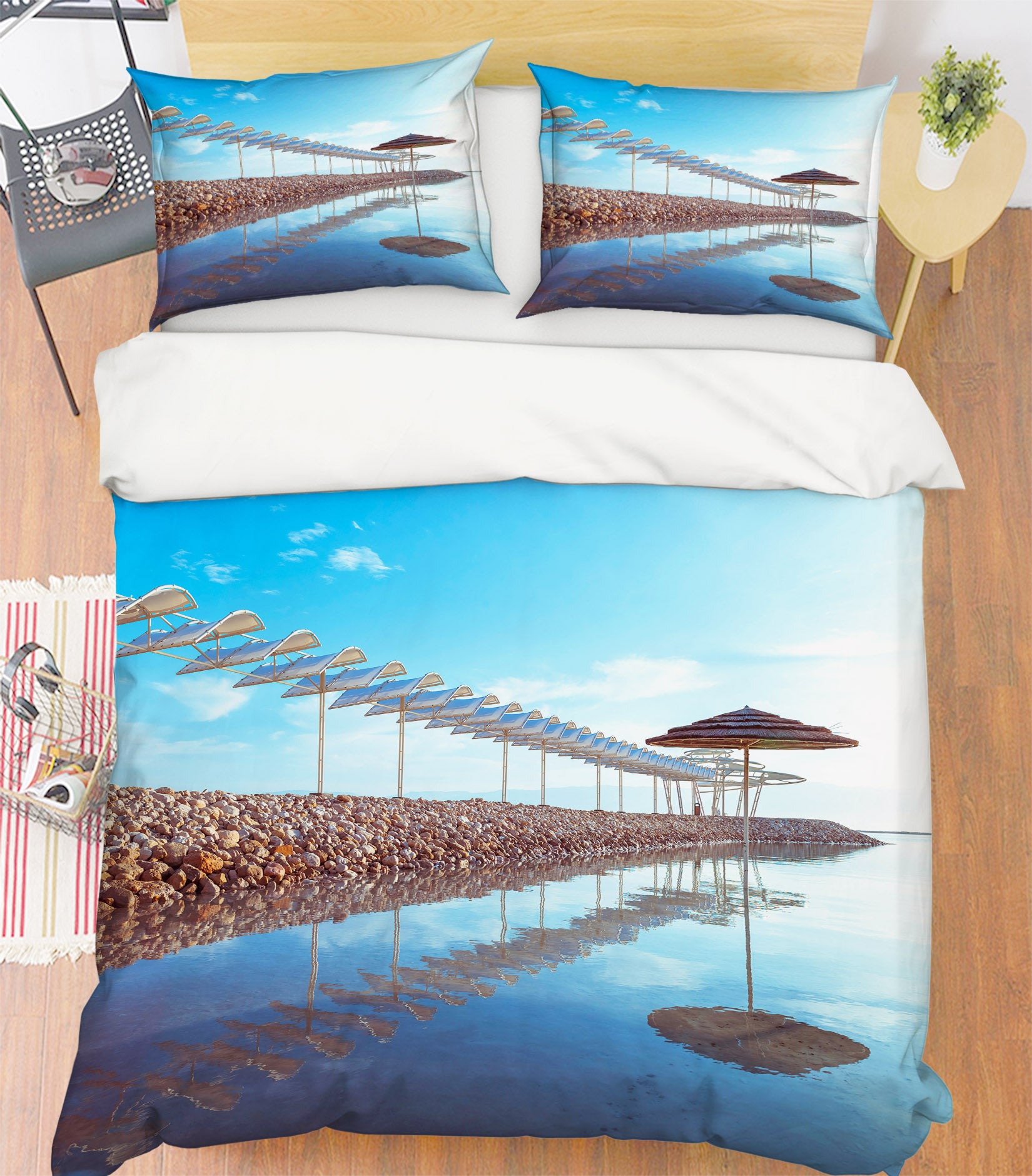 3D Seaside Stones Umbrella 8603 Assaf Frank Bedding Bed Pillowcases Quilt