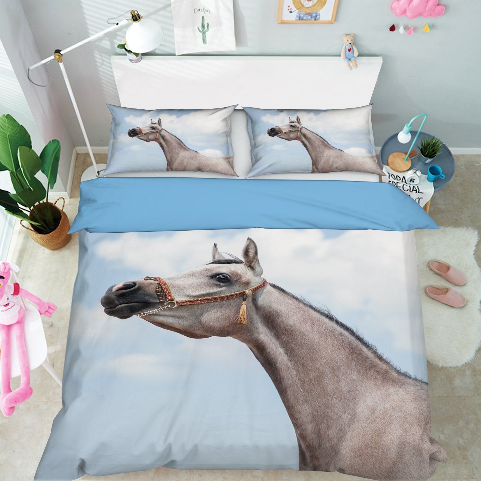 3D Horse Neck 1963 Bed Pillowcases Quilt Quiet Covers AJ Creativity Home 