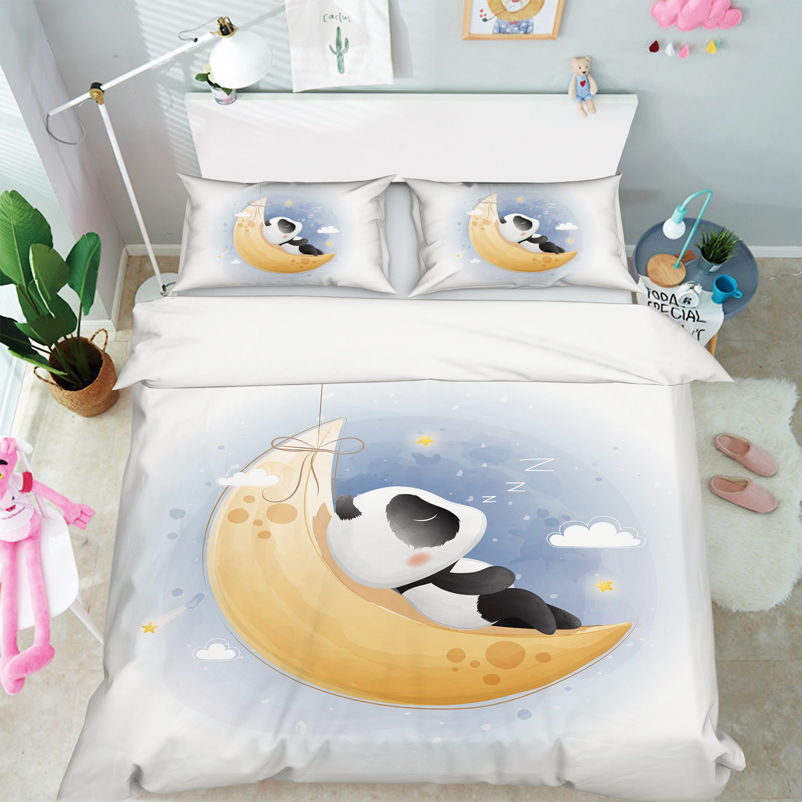 3D Moon Panda 63225 Bed Pillowcases Quilt