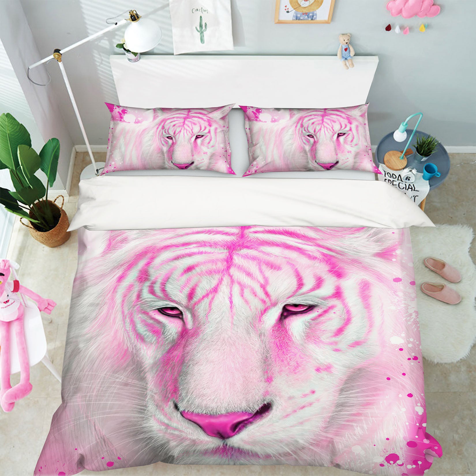 3D Pink Tiger 8555 Sheena Pike Bedding Bed Pillowcases Quilt Cover Duvet Cover