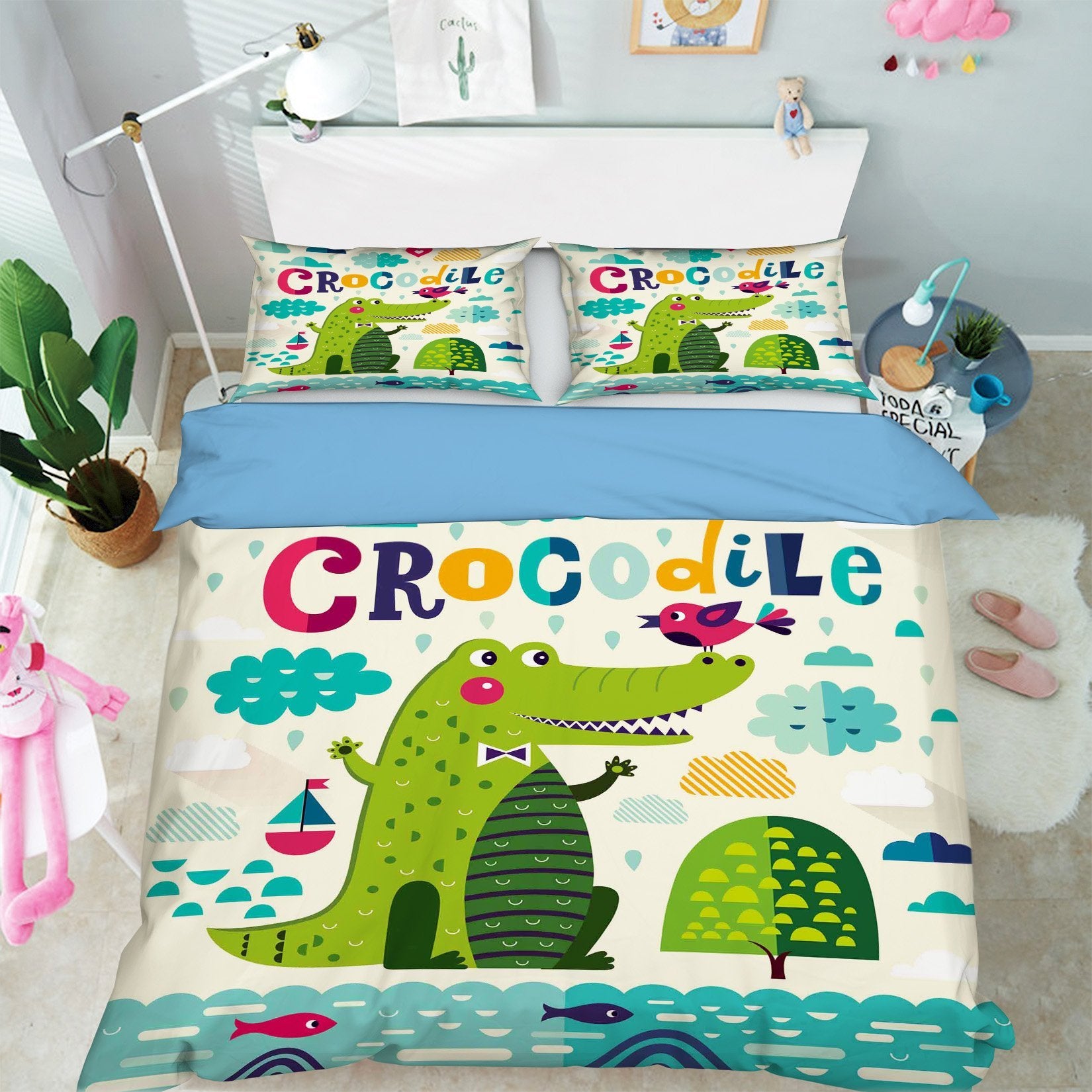 3D Cartoon Croco 120 Bed Pillowcases Quilt Wallpaper AJ Wallpaper 