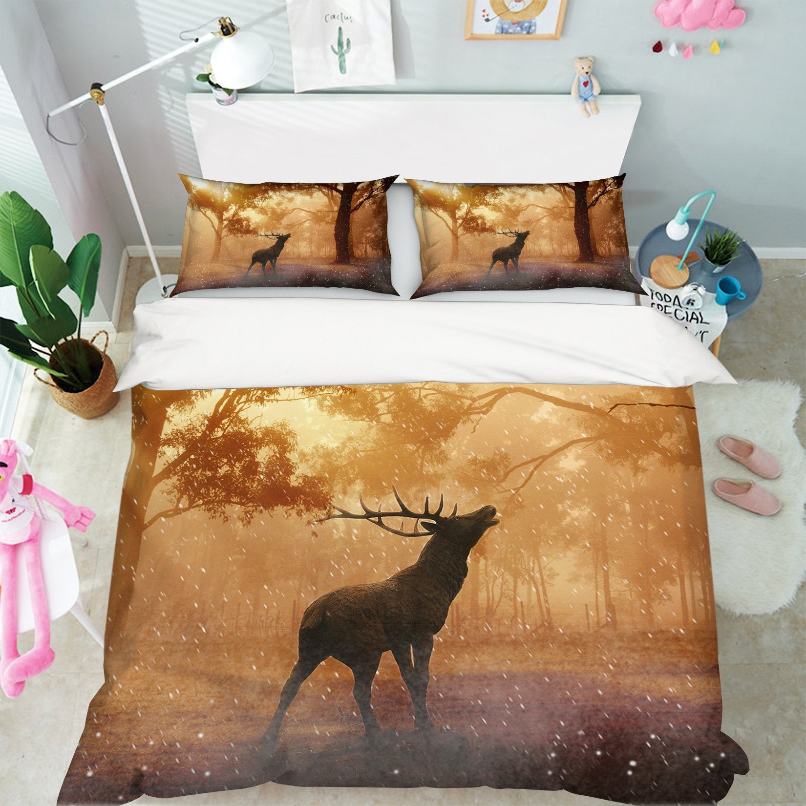 3D Forest Elk 1954 Bed Pillowcases Quilt Quiet Covers AJ Creativity Home 