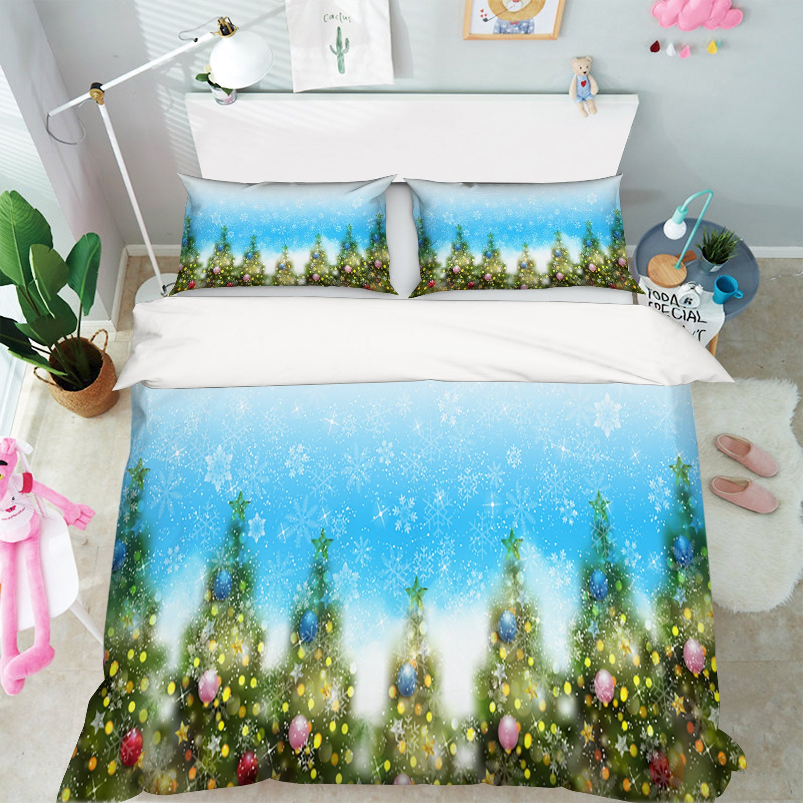 3D Tree Snowflake Colored Balls 53018 Christmas Quilt Duvet Cover Xmas Bed Pillowcases