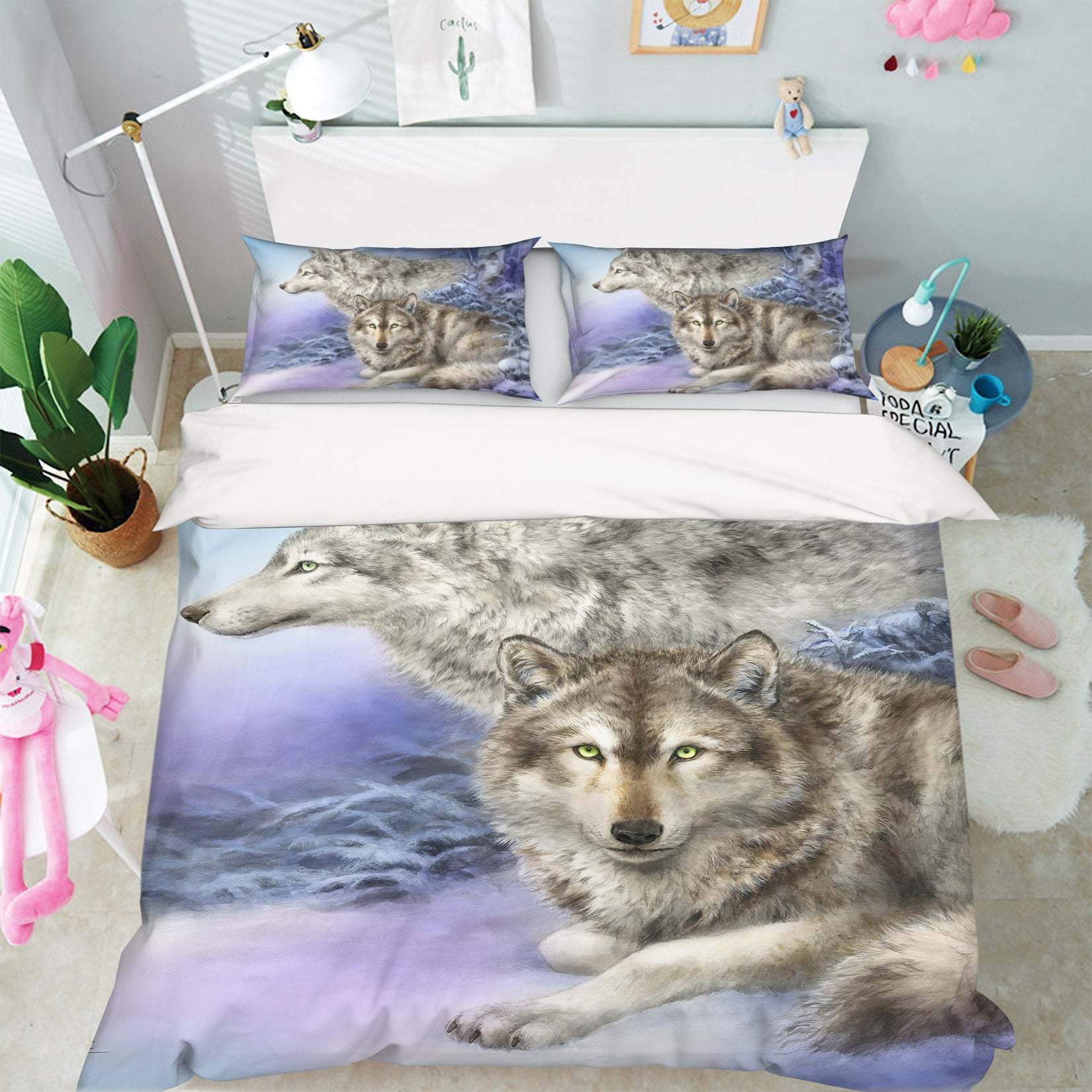 3D Snow Wolf 5857 Kayomi Harai Bedding Bed Pillowcases Quilt Cover Duvet Cover