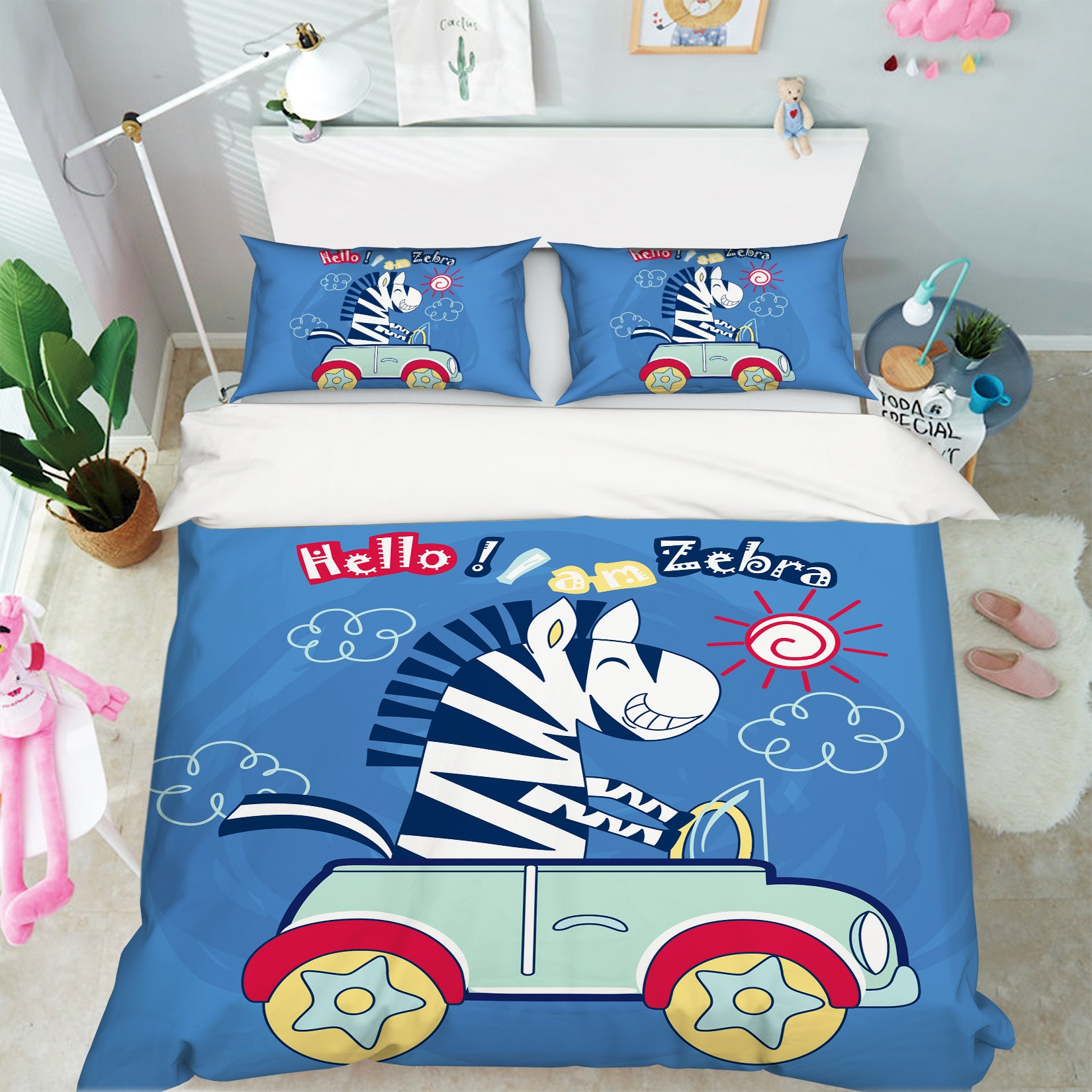 3D Car Zebra 64030 Bed Pillowcases Quilt