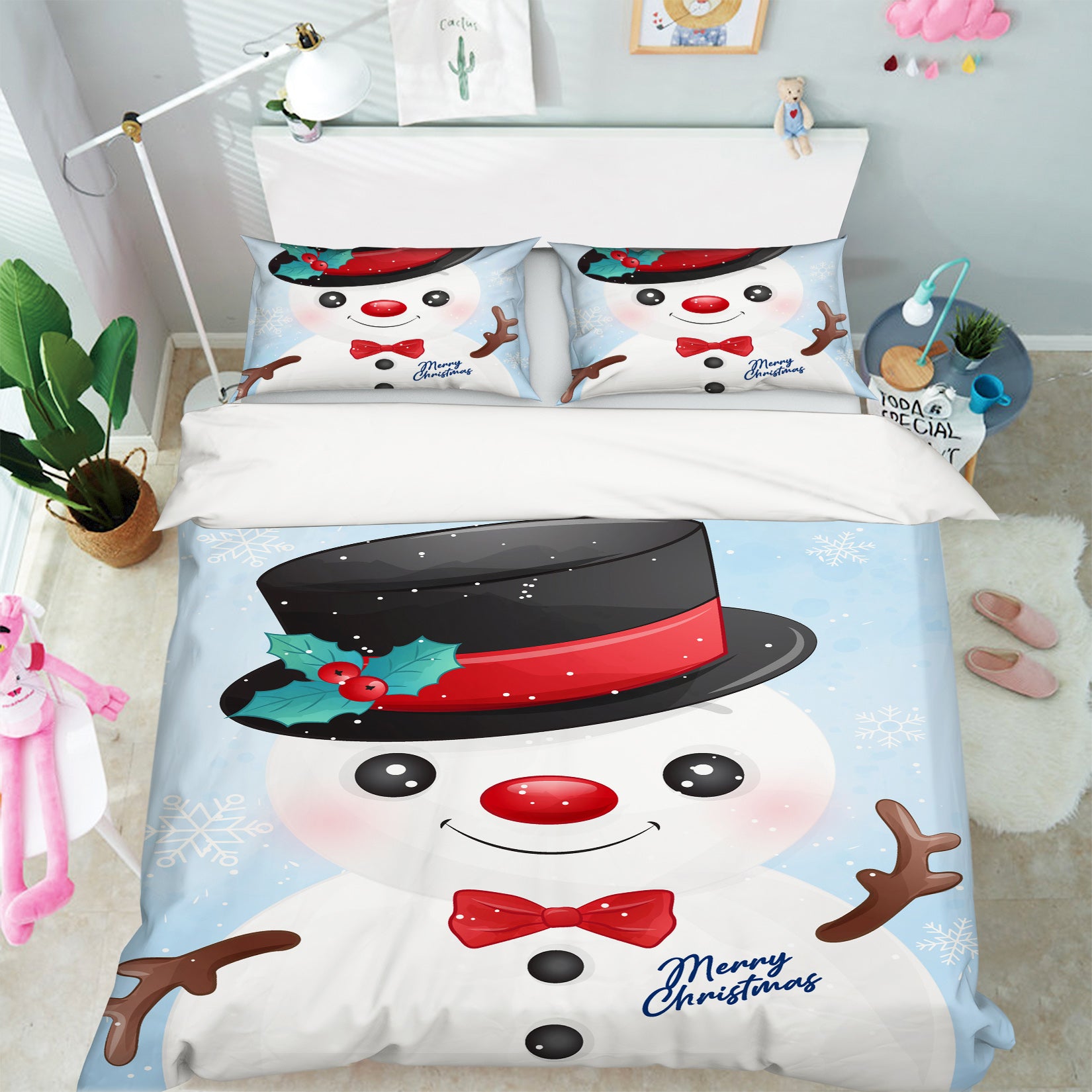 3D Snowman 52208 Christmas Quilt Duvet Cover Xmas Bed Pillowcases