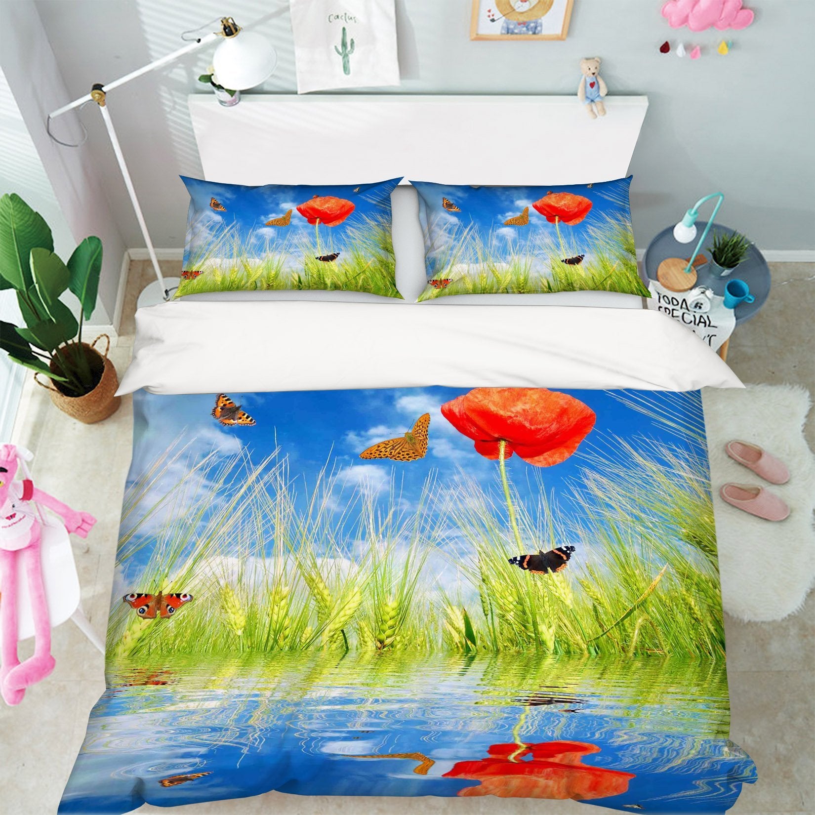 3D Butterfly Grass 180 Bed Pillowcases Quilt Wallpaper AJ Wallpaper 