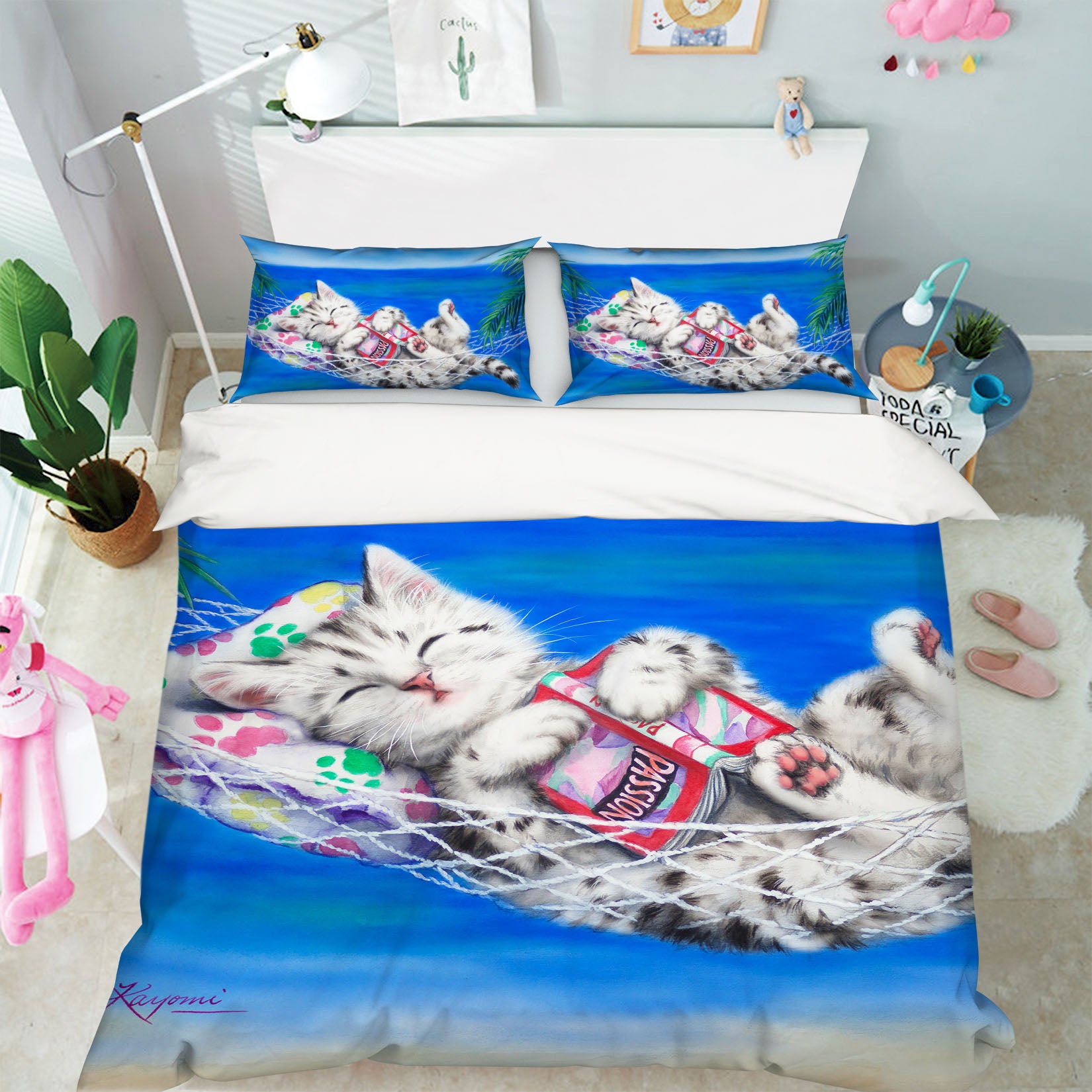 3D Cat Book 5838 Kayomi Harai Bedding Bed Pillowcases Quilt Cover Duvet Cover