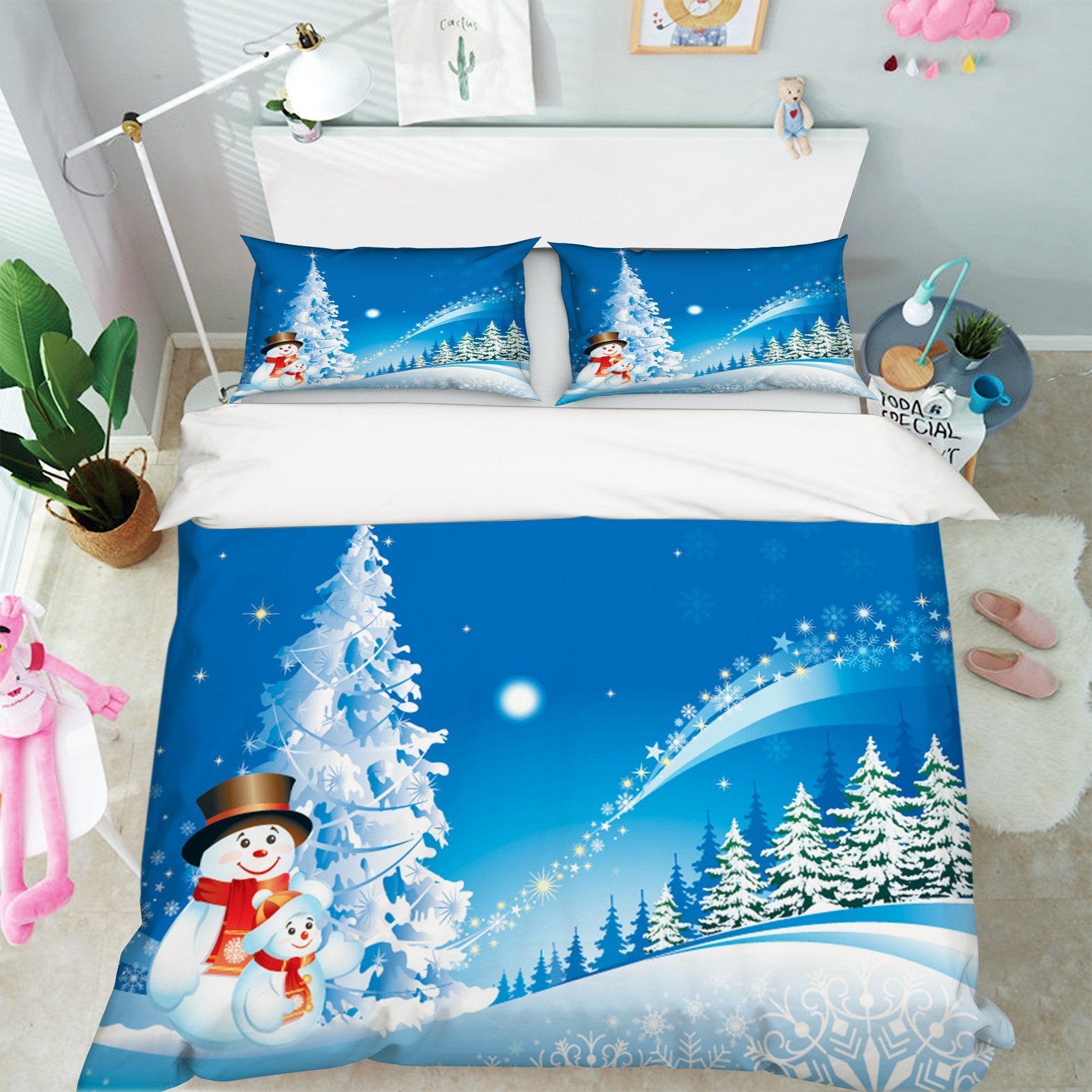 3D Christmas White Snow Ttree 25 Bed Pillowcases Quilt Quiet Covers AJ Creativity Home 