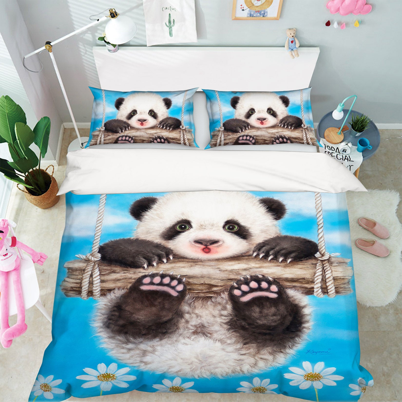 3D Panda Swing 5846 Kayomi Harai Bedding Bed Pillowcases Quilt Cover Duvet Cover