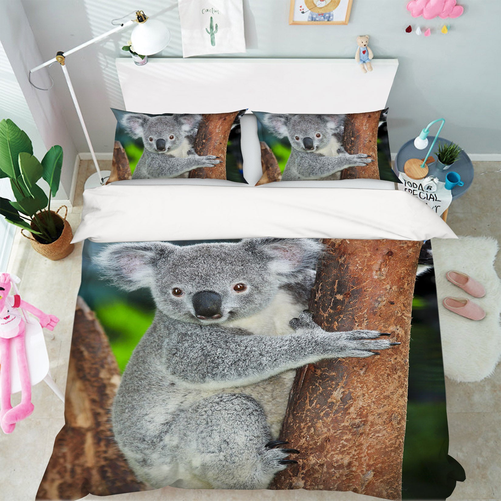 3D Koala Tree 076 Bed Pillowcases Quilt