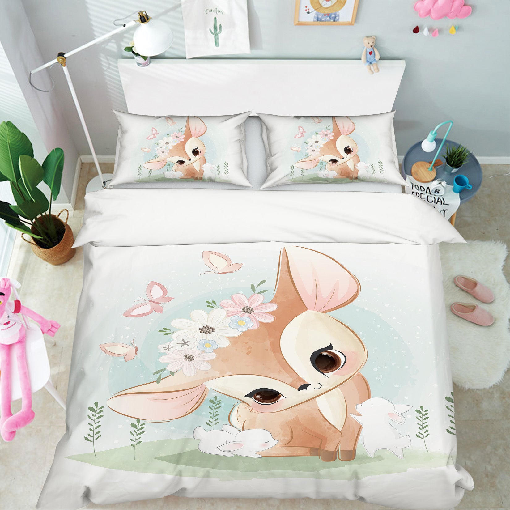 3D Flower Deer 64023 Bed Pillowcases Quilt