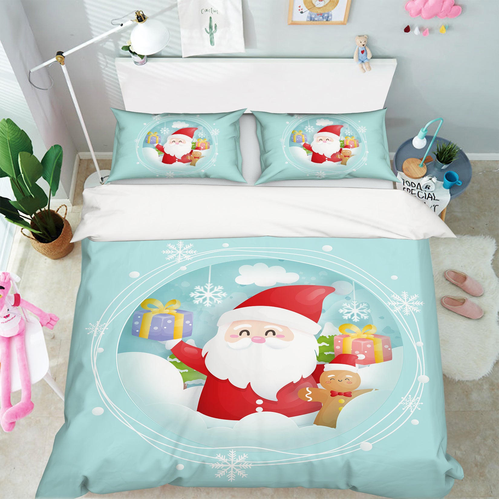 3D Santa Claus 64004 Bed Pillowcases Quilt