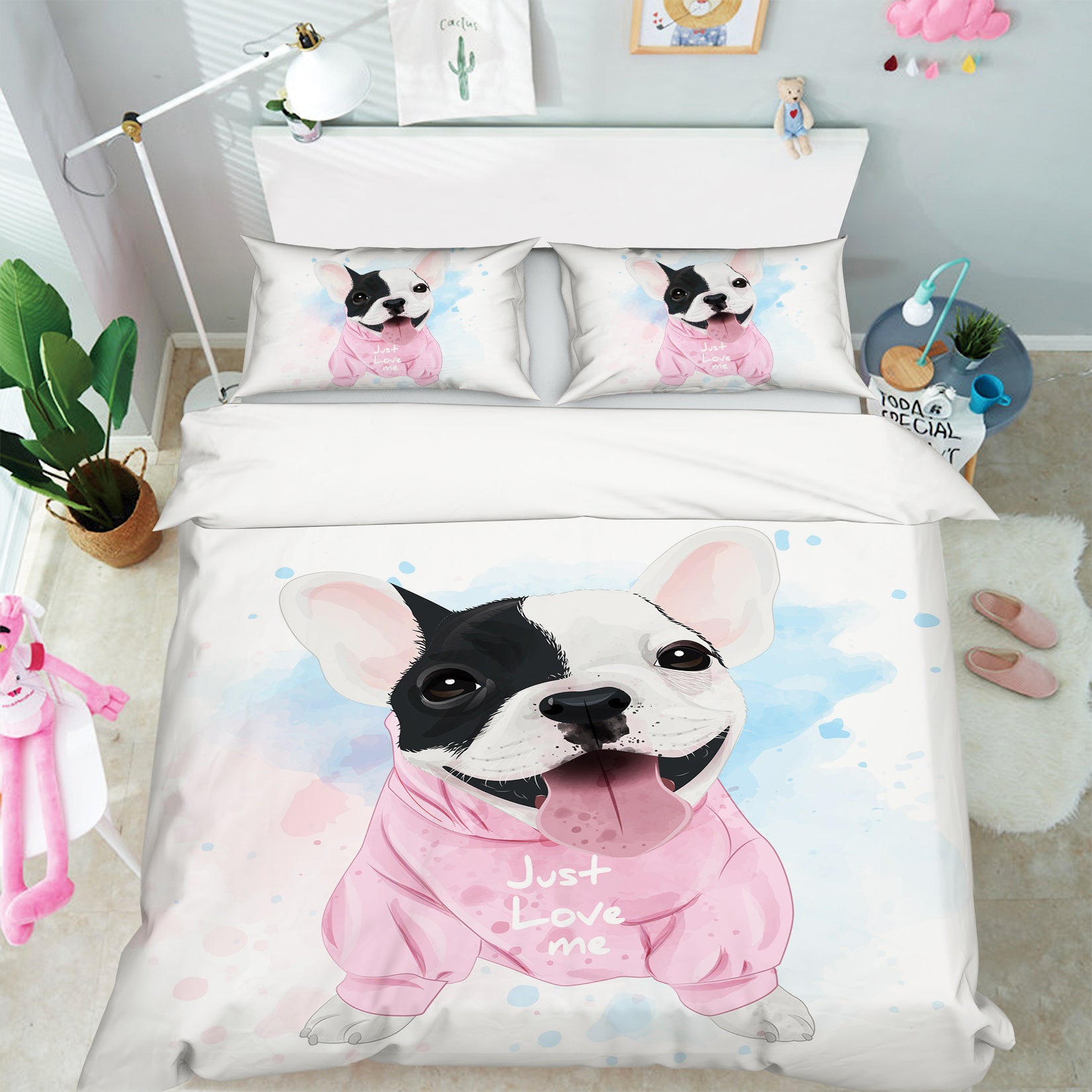 3D Bulldog 63215 Bed Pillowcases Quilt