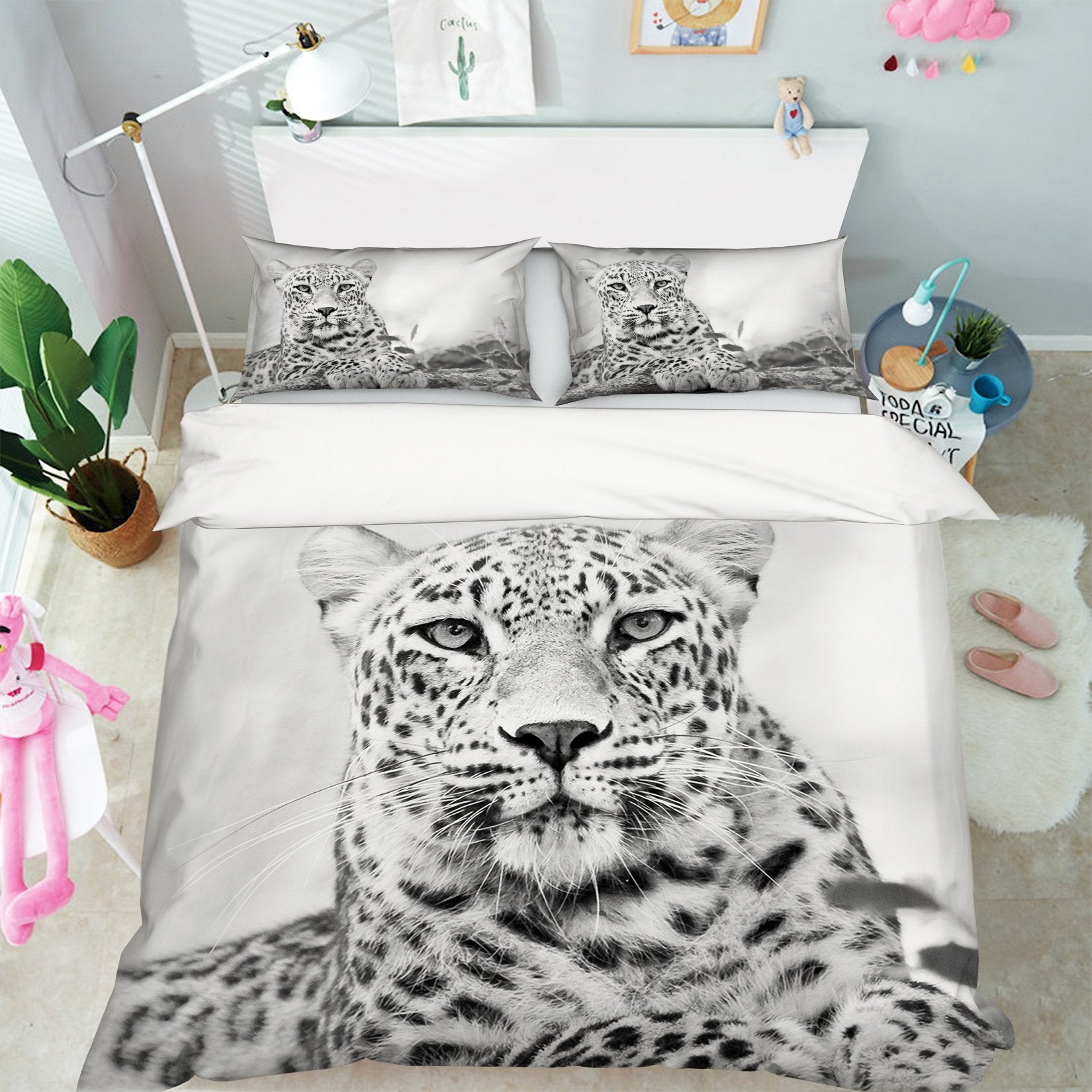 3D Grey Tiger 2004 Bed Pillowcases Quilt Quiet Covers AJ Creativity Home 