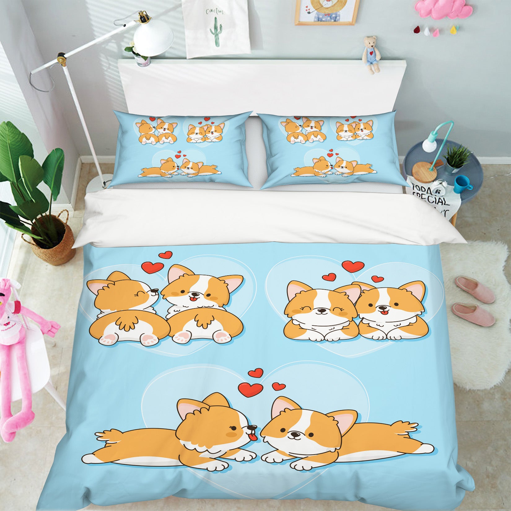 3D Corgi 67037 Bed Pillowcases Quilt