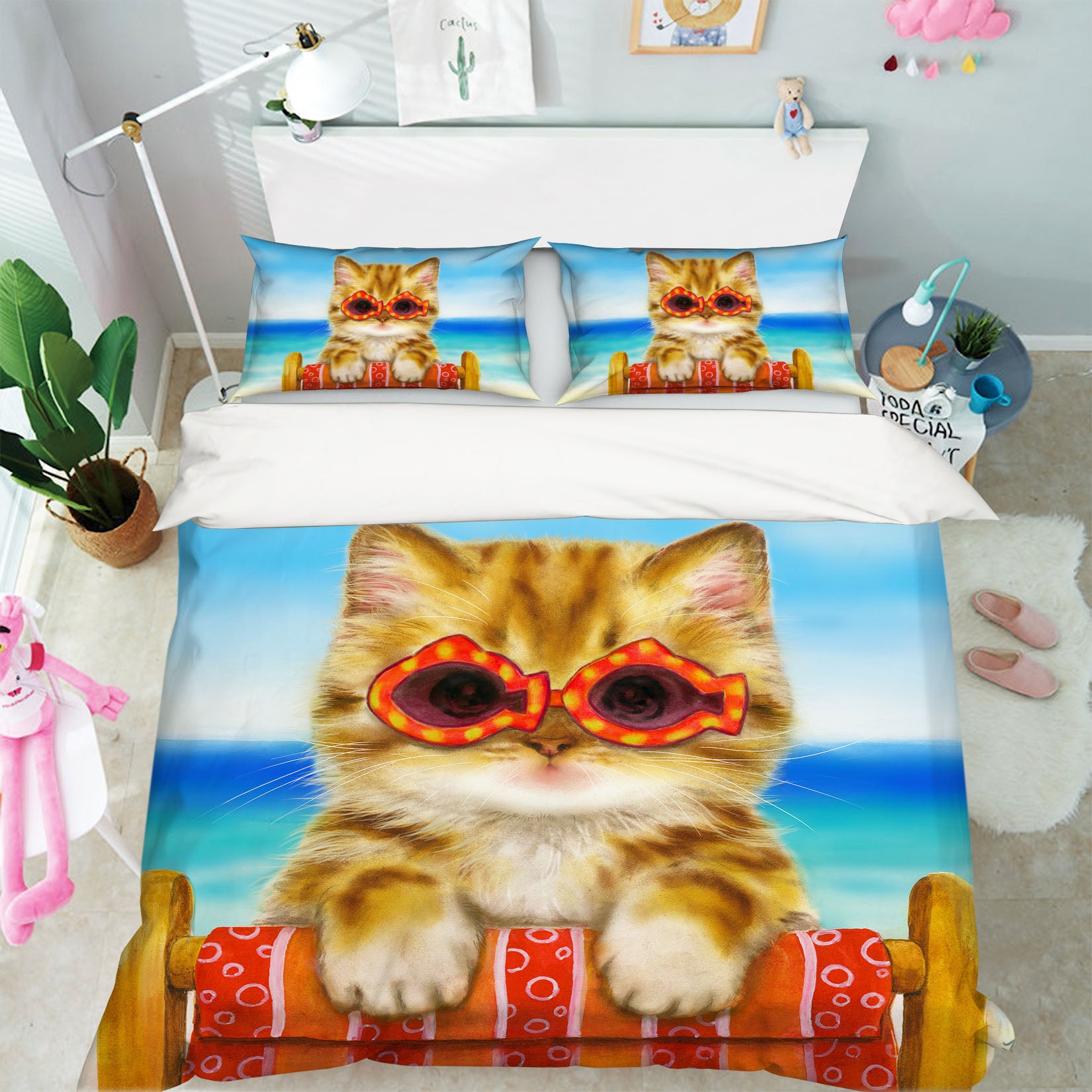 3D Glasses Cat 5859 Kayomi Harai Bedding Bed Pillowcases Quilt Cover Duvet Cover