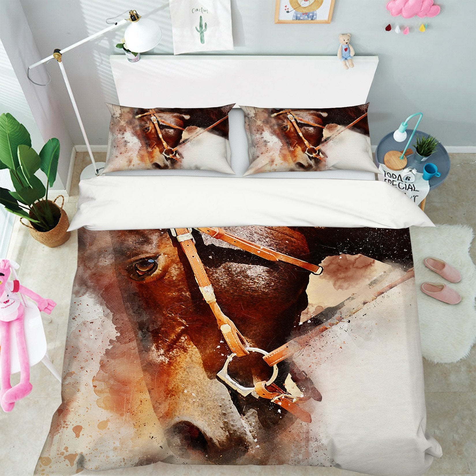 3D Horse Head 1958 Bed Pillowcases Quilt Quiet Covers AJ Creativity Home 