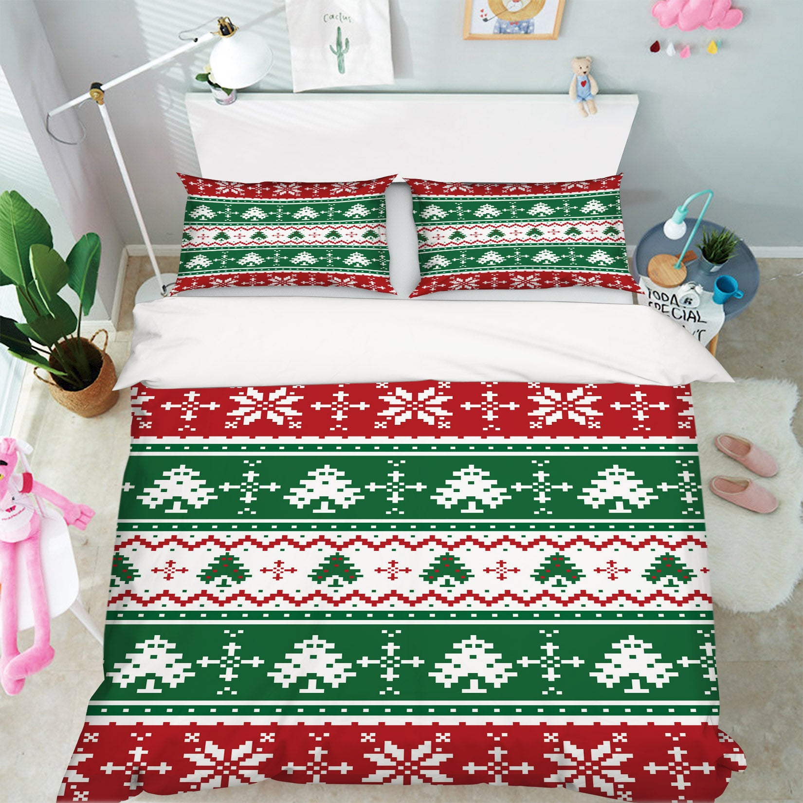 3D Tree Snowflake Pattern 53046 Christmas Quilt Duvet Cover Xmas Bed Pillowcases