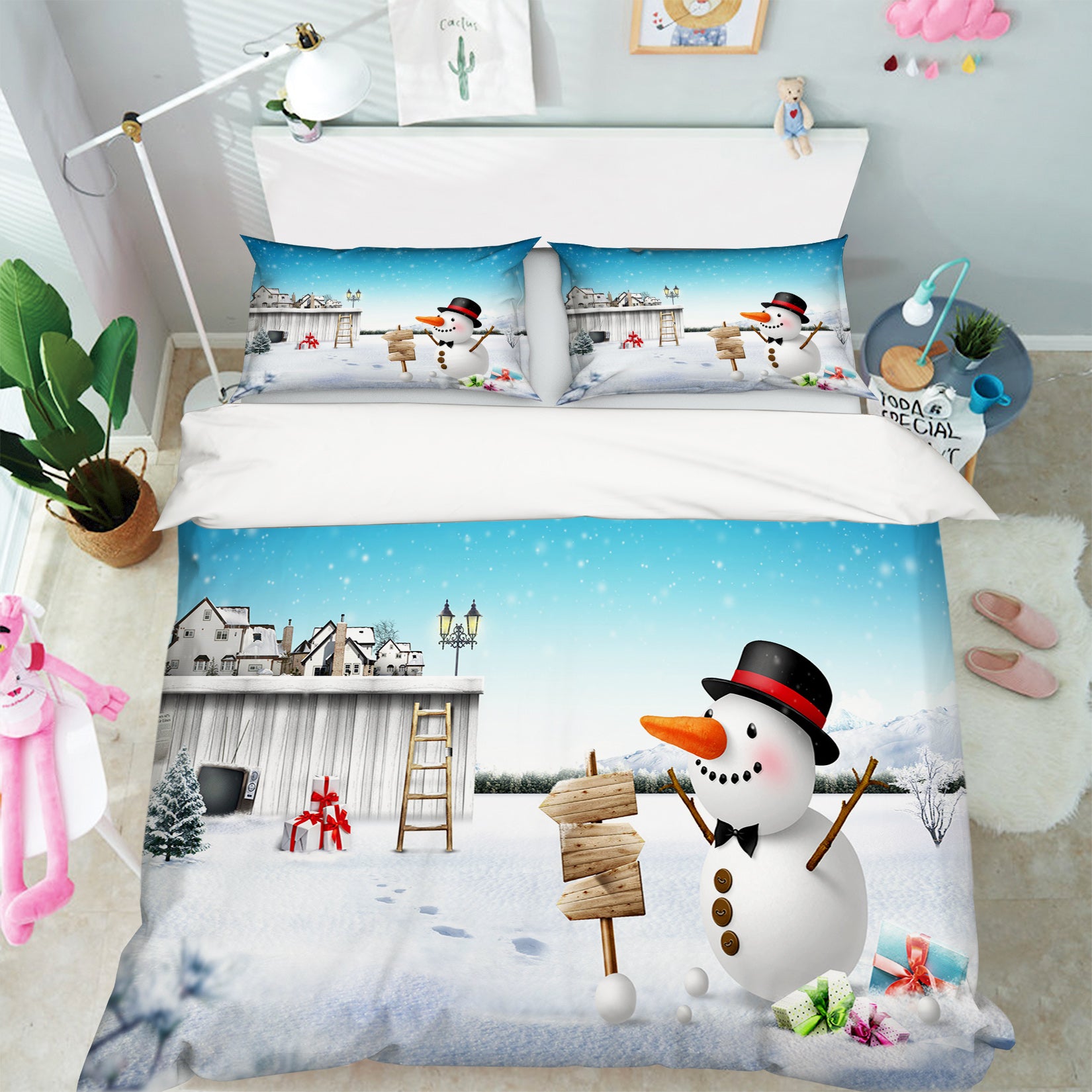 3D Snowman 31097 Christmas Quilt Duvet Cover Xmas Bed Pillowcases